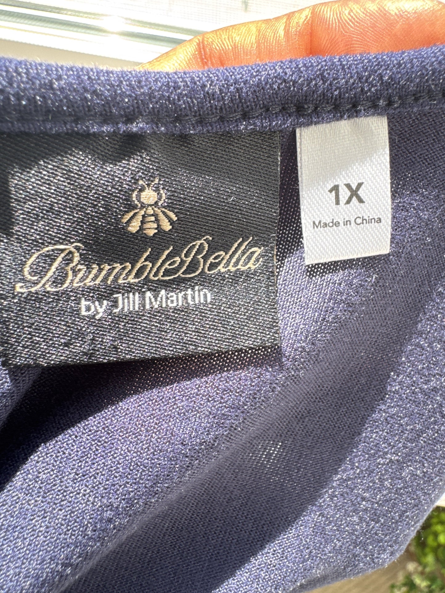 BumbleBella by Jill Martin Navy Blue V-Neck Wide Leg Jumpsuit Size 1X