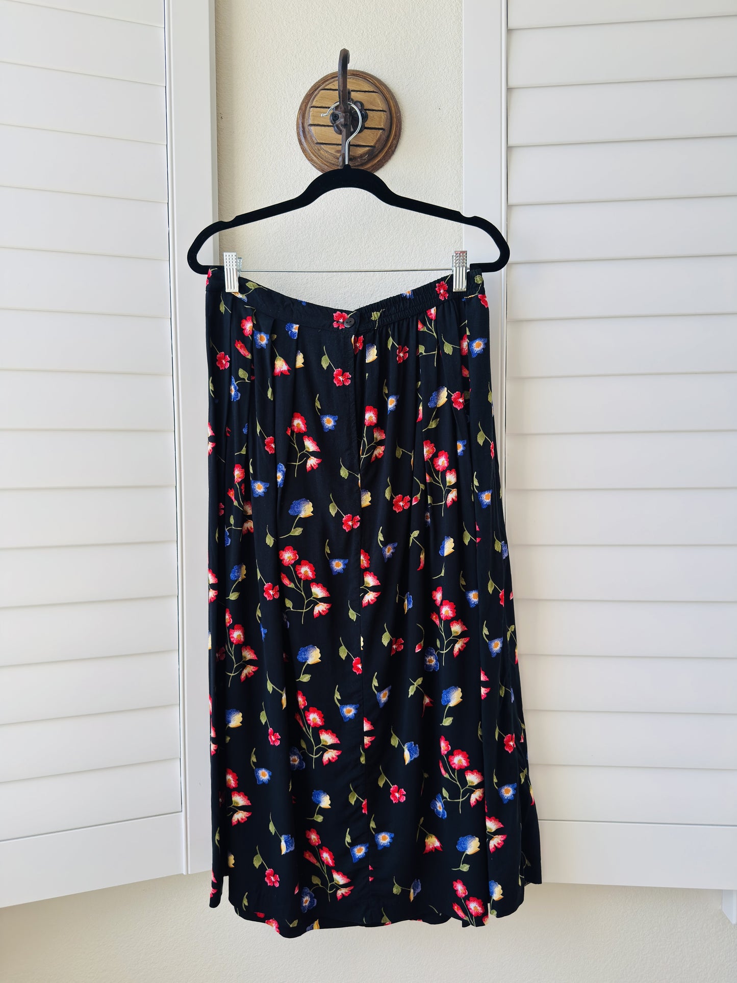 Liz Baker Essentials Floral Rayon Midi Skirt Size 14