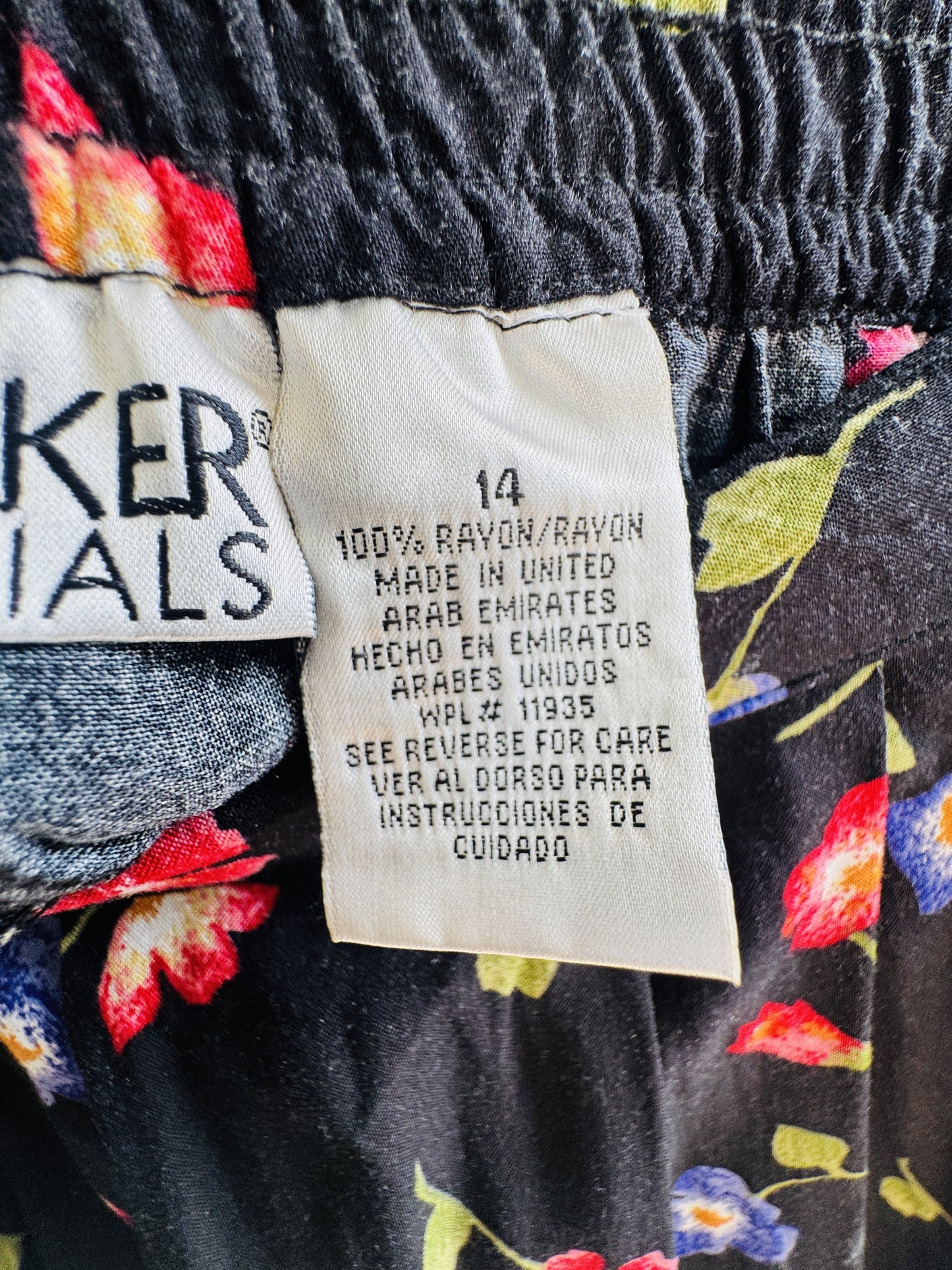 Liz Baker Essentials Floral Rayon Midi Skirt Size 14