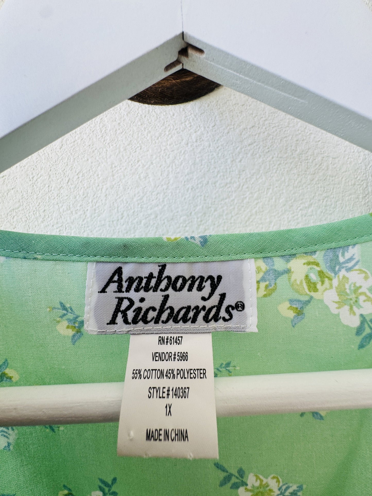 Anthony Richards Green Floral Sleeveless Snap-Front House Dress - Size 1X