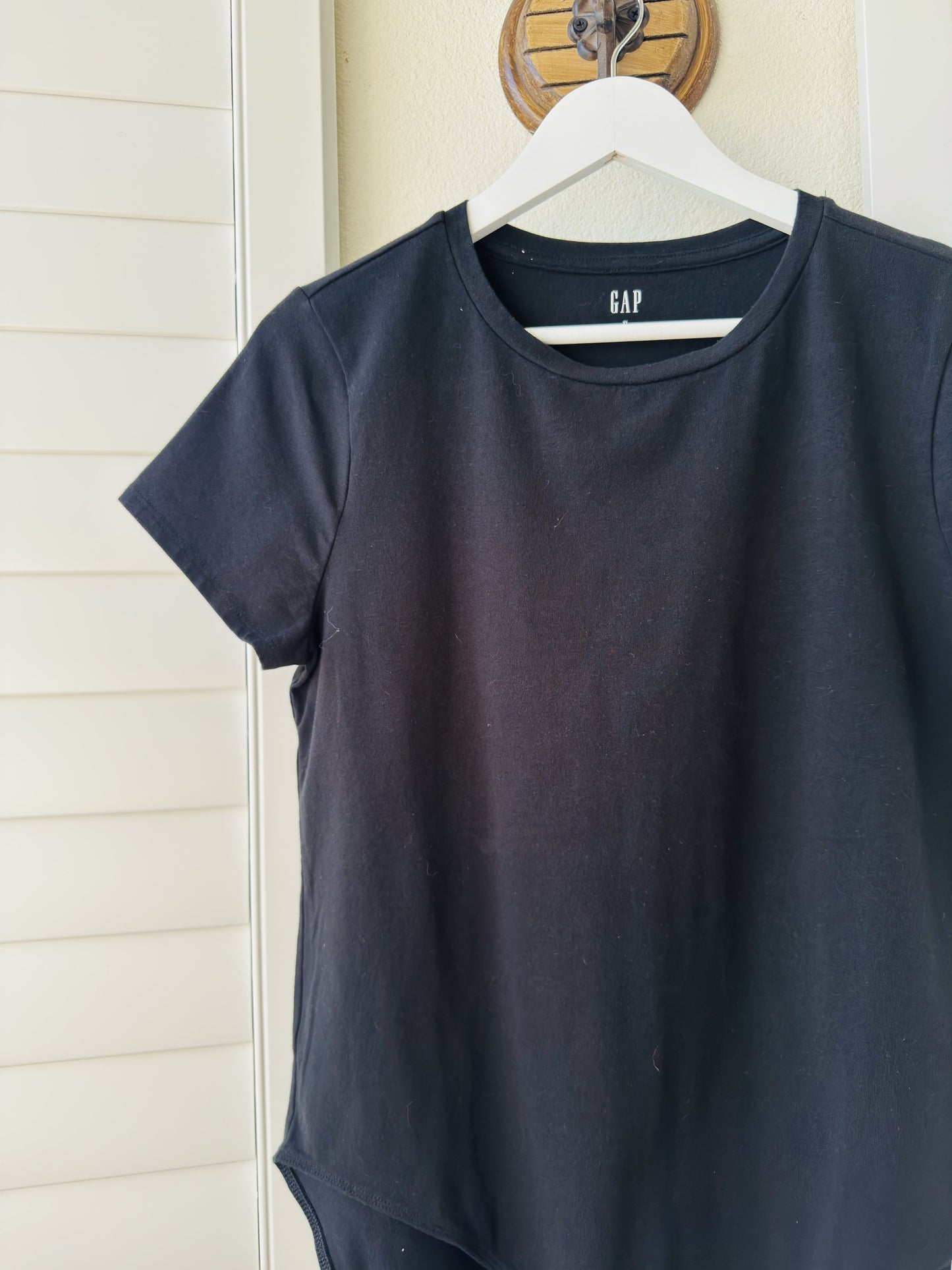 Gap Black Crew Neck Short Sleeve Bodysuit - Size XL