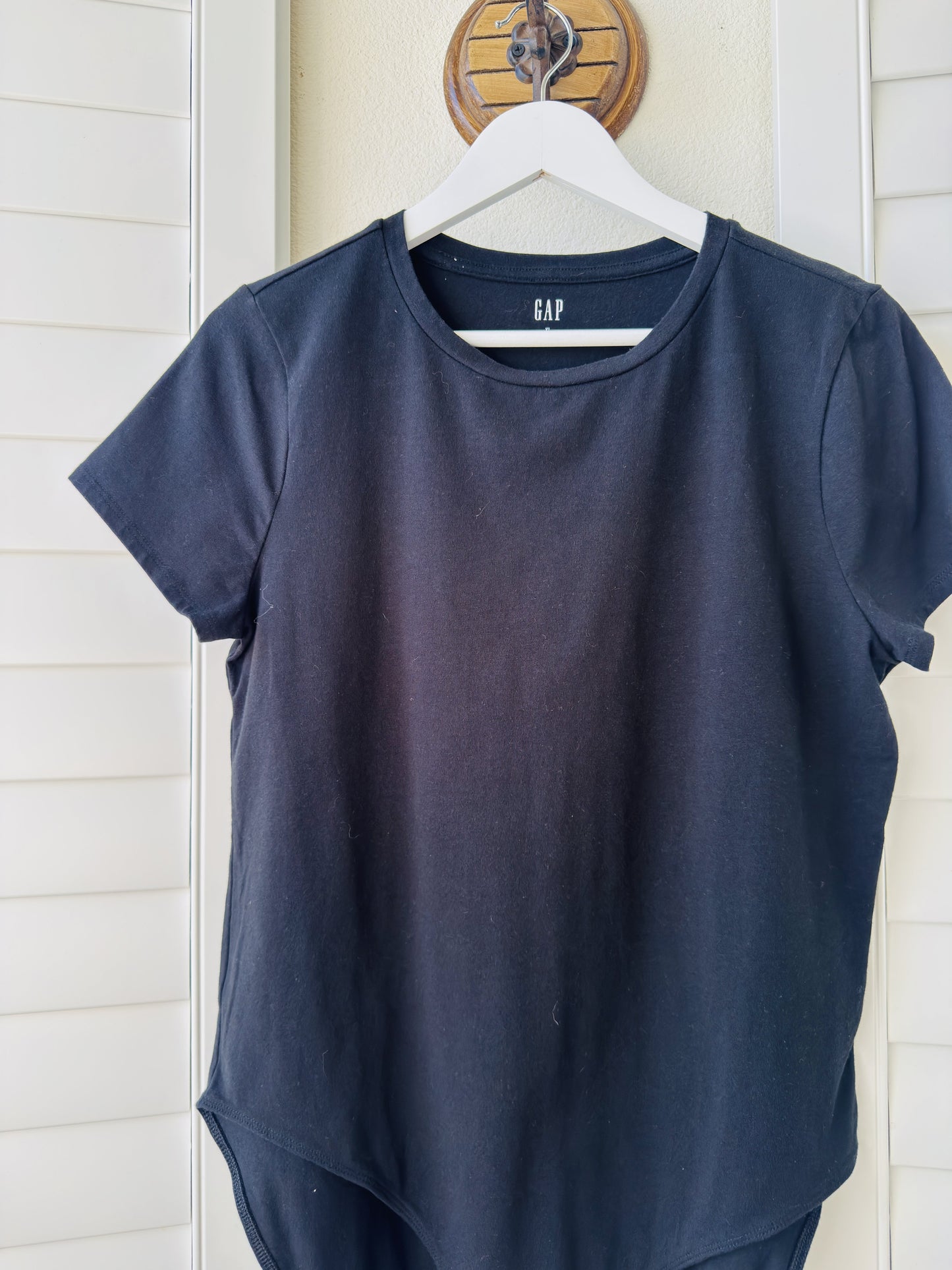 Gap Black Crew Neck Short Sleeve Bodysuit - Size XL
