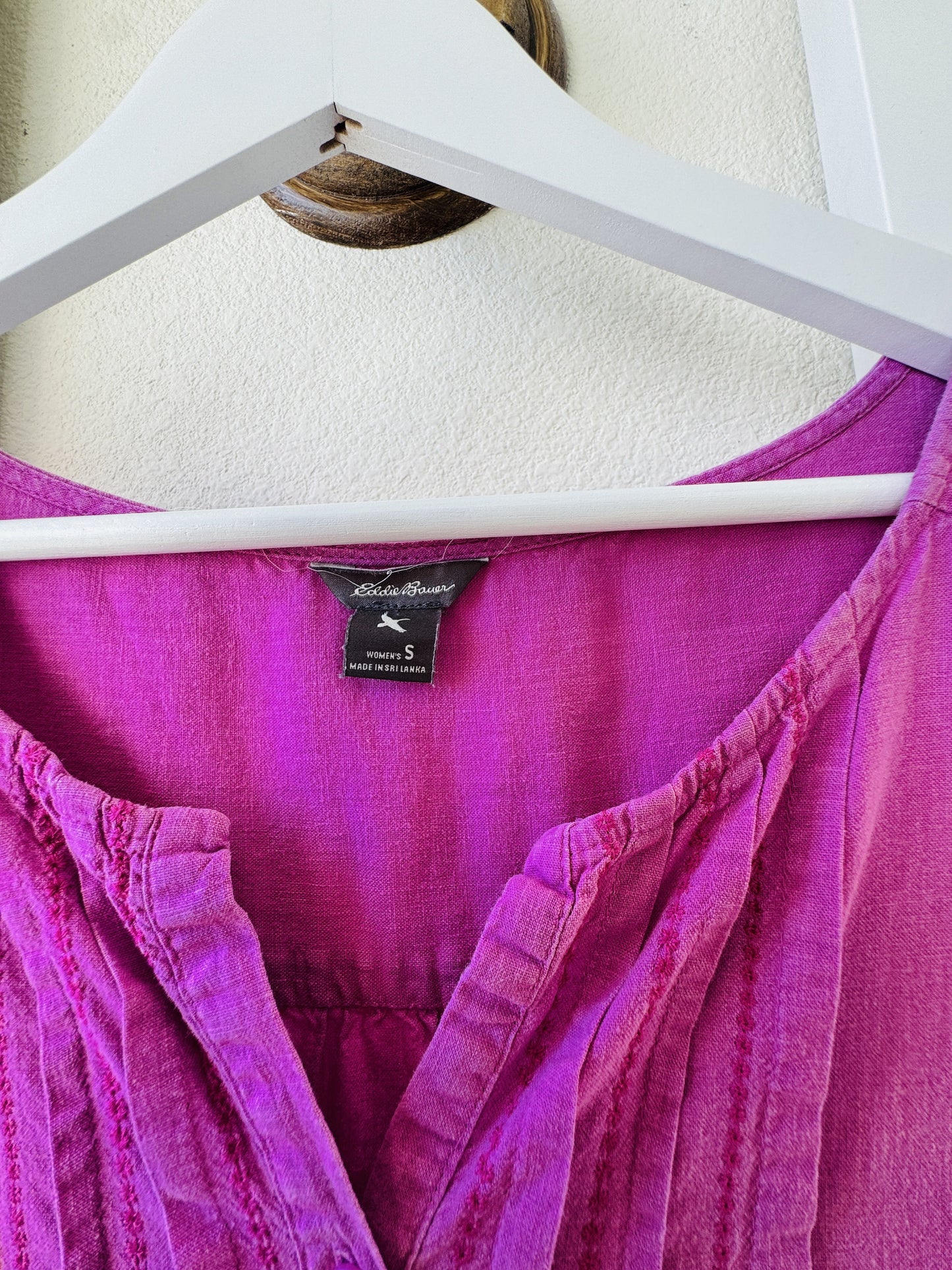 Eddie Bauer Pink Pleated Cap Sleeve Blouse - Size S