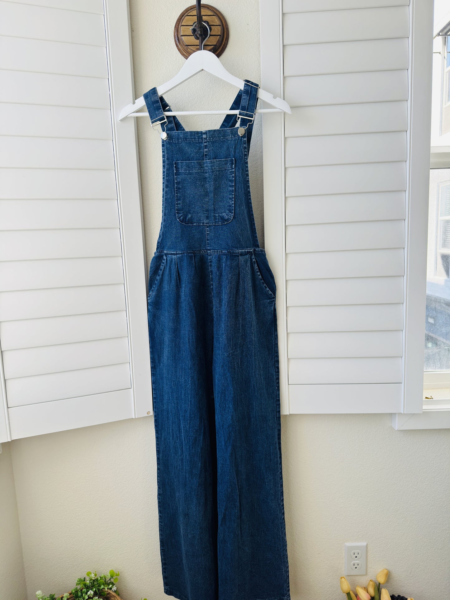 Blue Wide Leg Denim Overalls - Size S