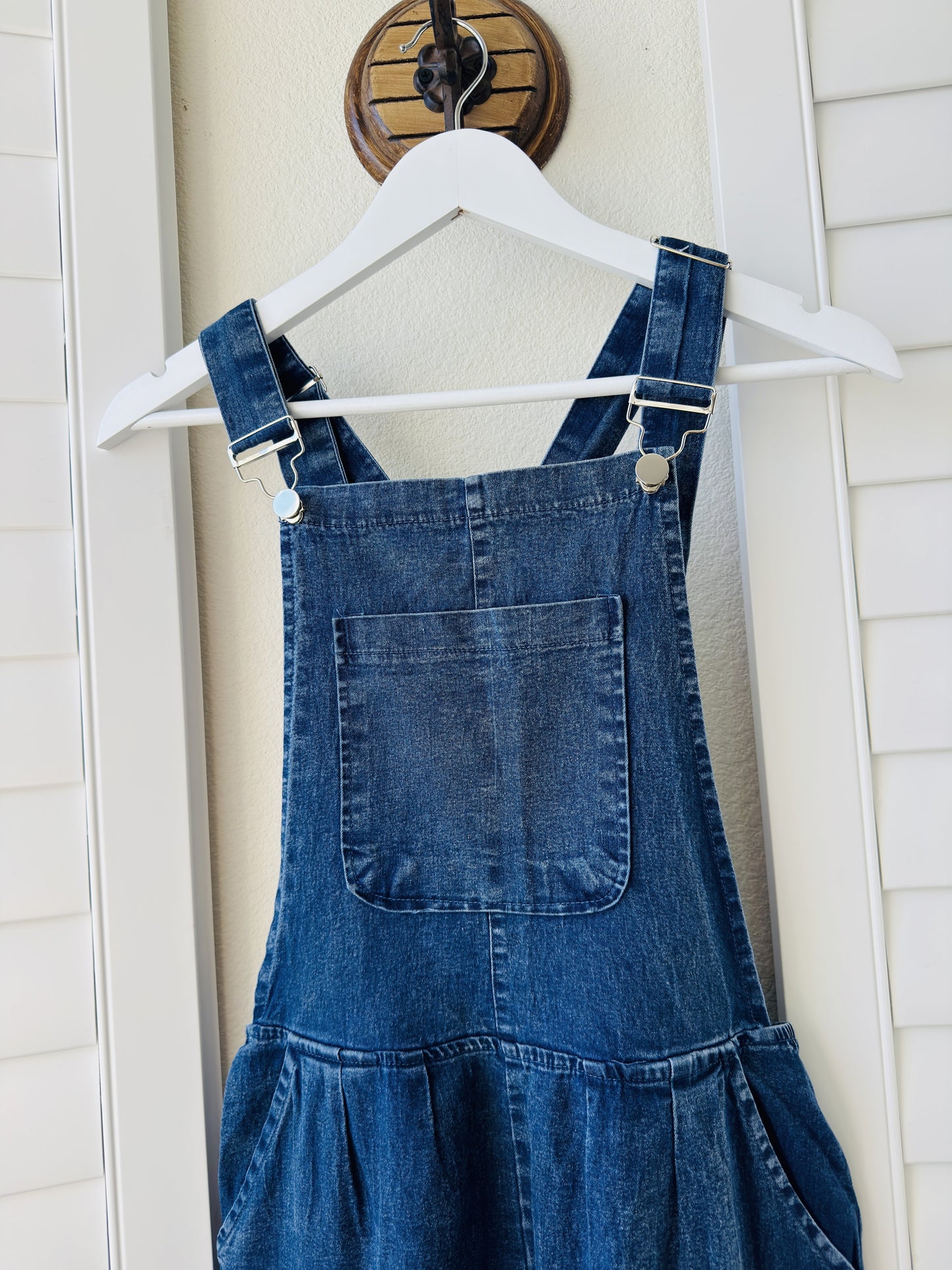Blue Wide Leg Denim Overalls - Size S