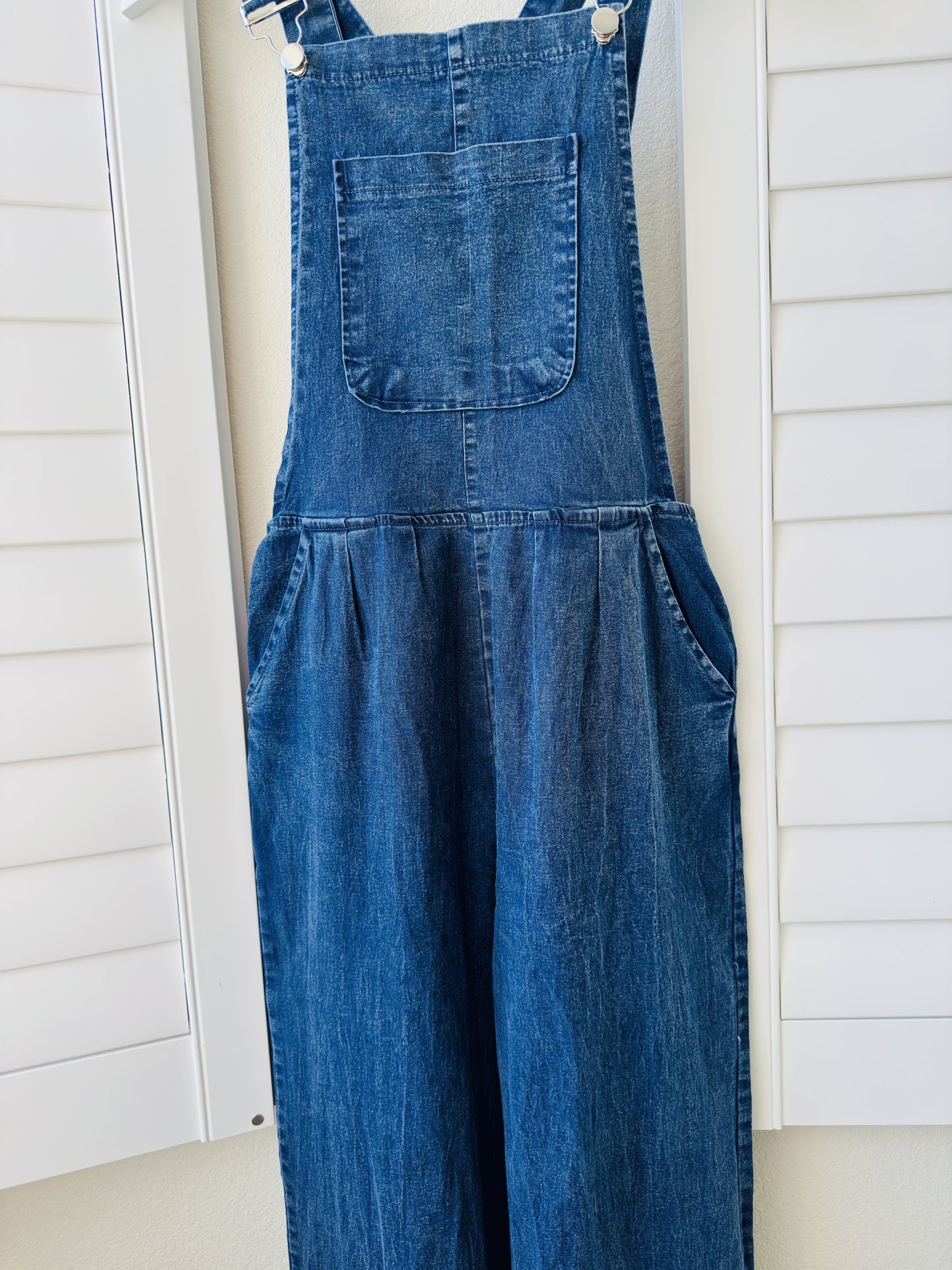 Blue Wide Leg Denim Overalls - Size S