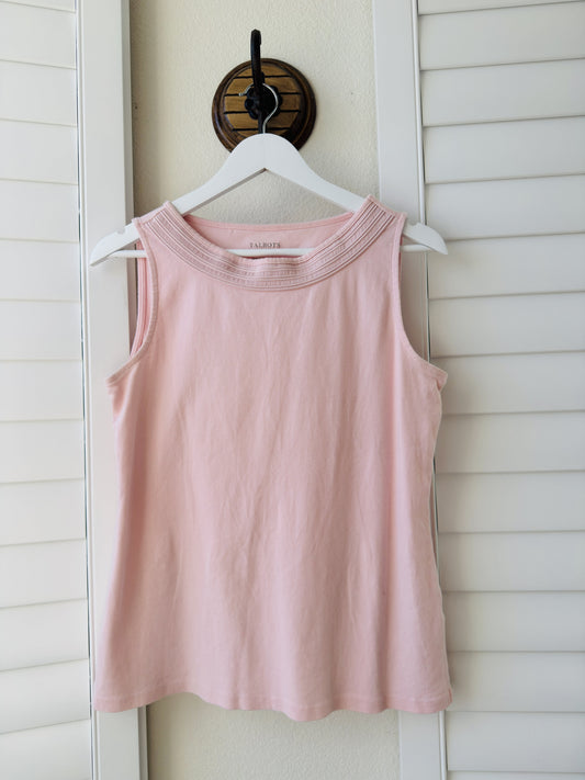 Talbots Pink Sleeveless Cotton Knit Top - Size L