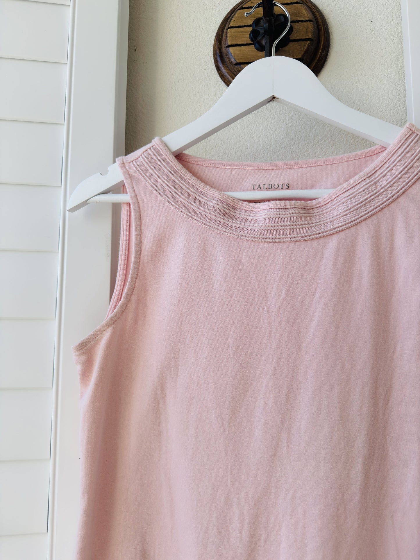 Talbots Pink Sleeveless Cotton Knit Top - Size L