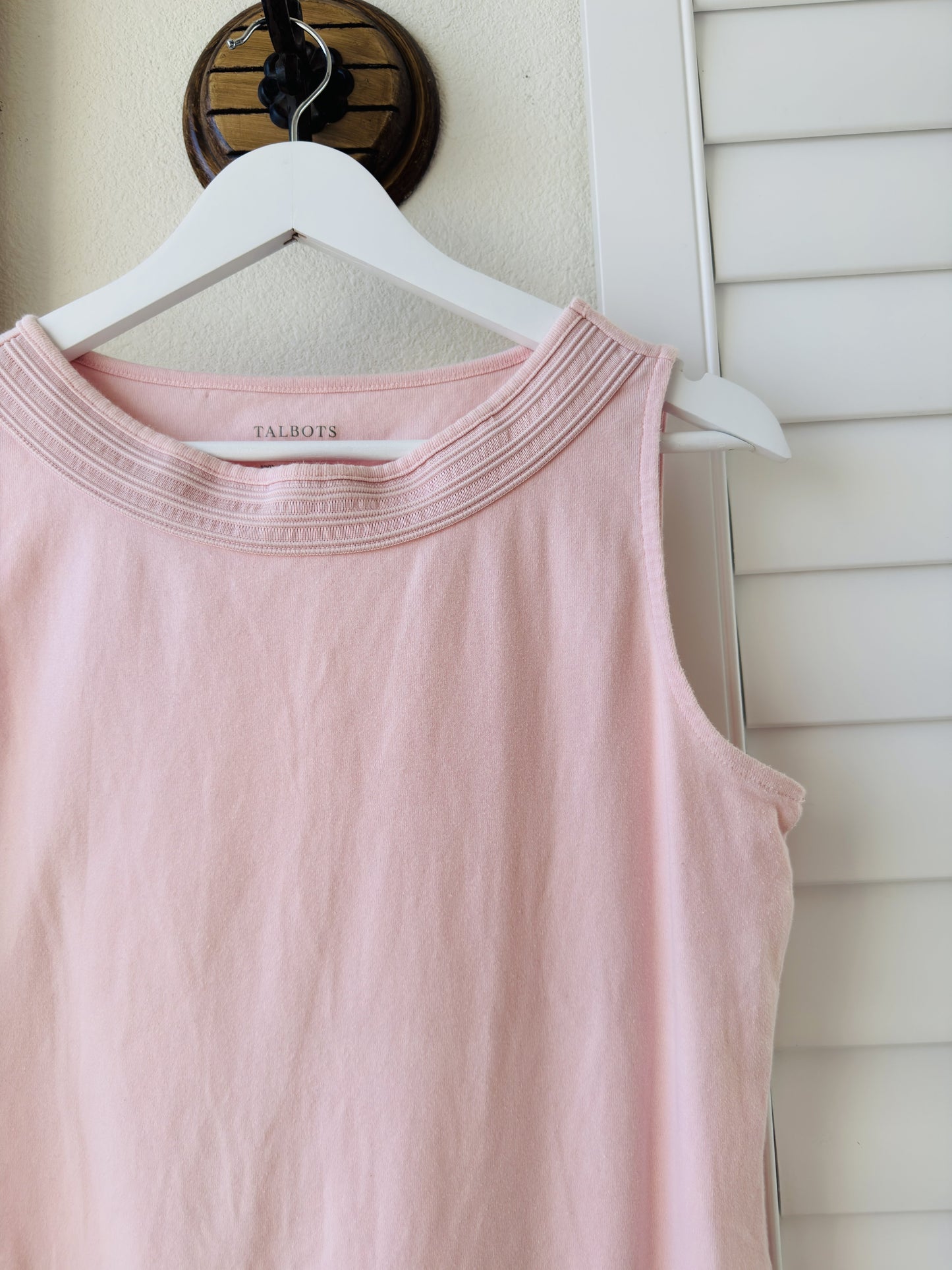 Talbots Pink Sleeveless Cotton Knit Top - Size L