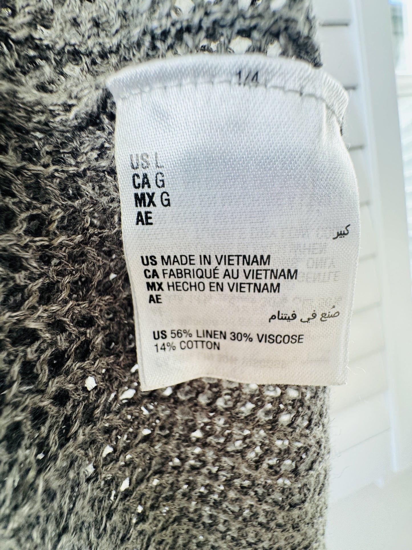 Alfani Grey Open Front Linen Blend Knit Cardigan - Size L