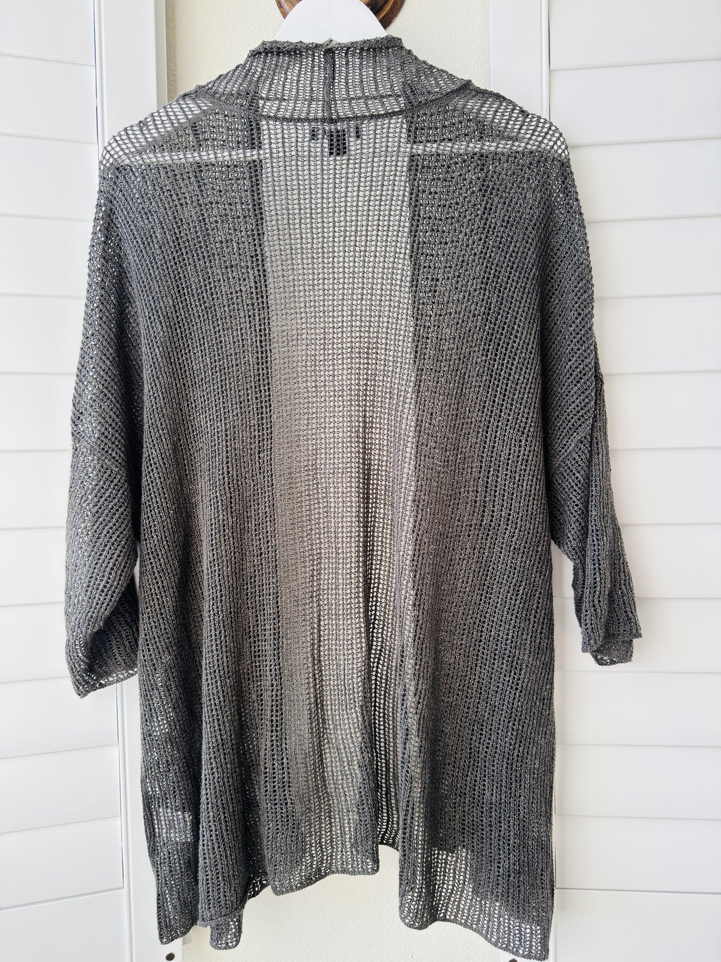 Alfani Grey Open Front Linen Blend Knit Cardigan - Size L