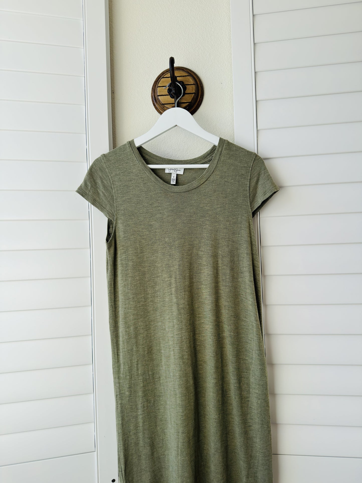 Jessica Simpson Olive Green Short Sleeve Midi T-Shirt Dress - Size S