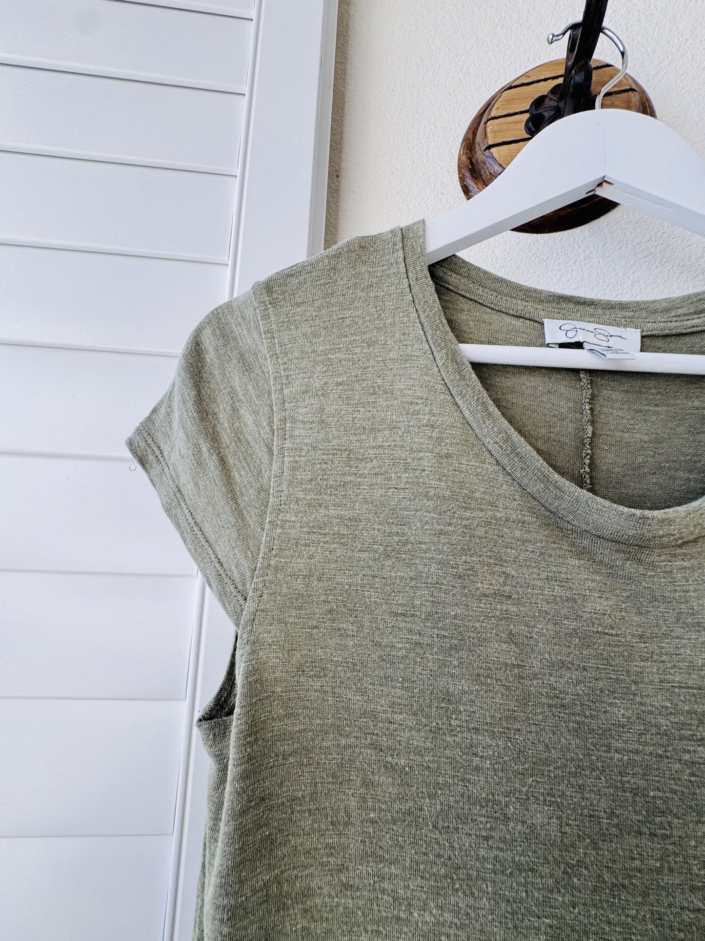 Jessica Simpson Olive Green Short Sleeve Midi T-Shirt Dress - Size S