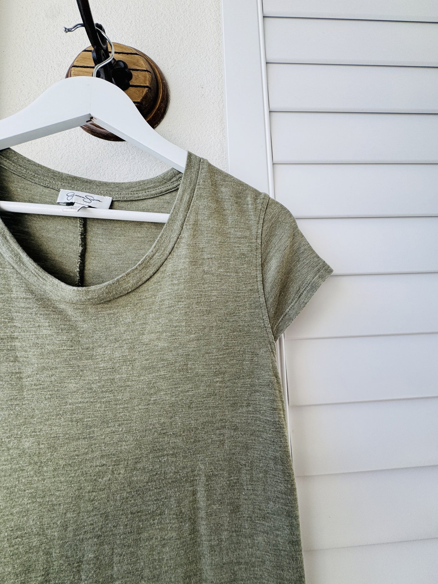 Jessica Simpson Olive Green Short Sleeve Midi T-Shirt Dress - Size S