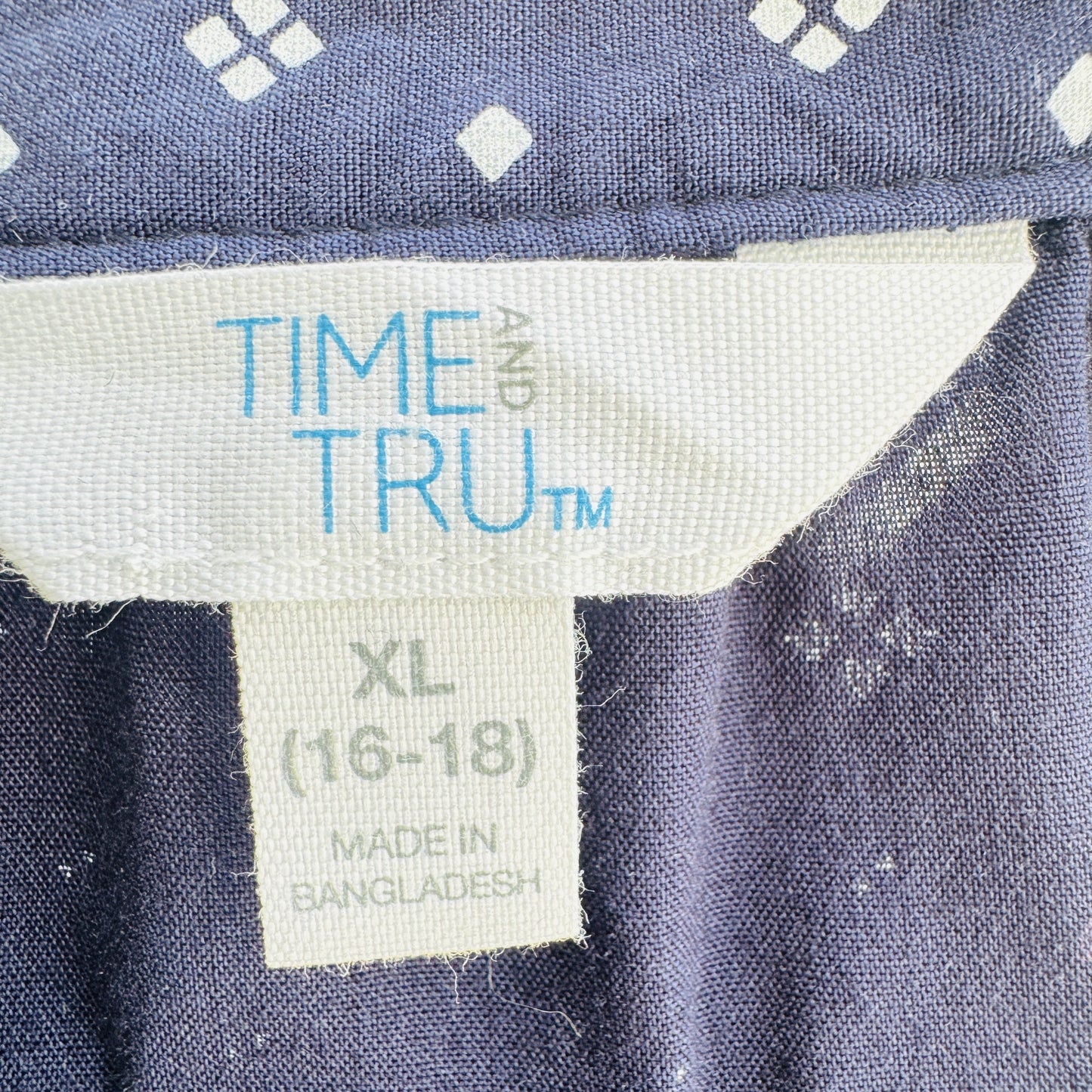 Time and Tru Navy Blue Bandana Print Sleeveless Shift Dress Size XL