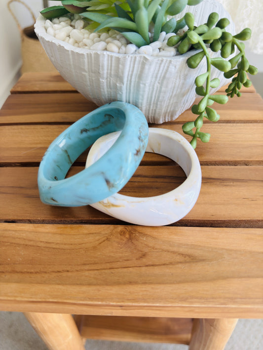 Marbled Resin Chunky Bangle Bracelet Set