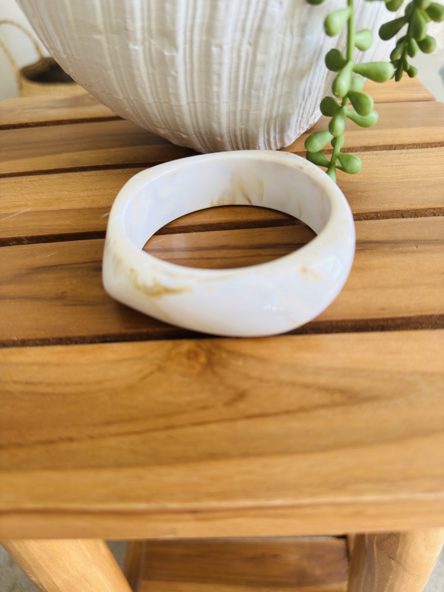 Marbled Resin Chunky Bangle Bracelet Set