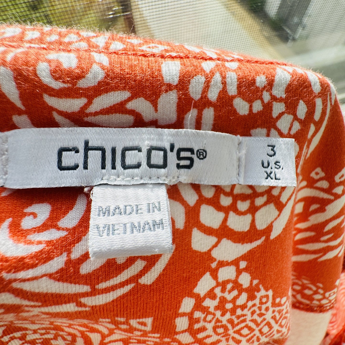 Chico's Orange & White Paisley Print Boat Neck Top - Size 3 (US XL)
