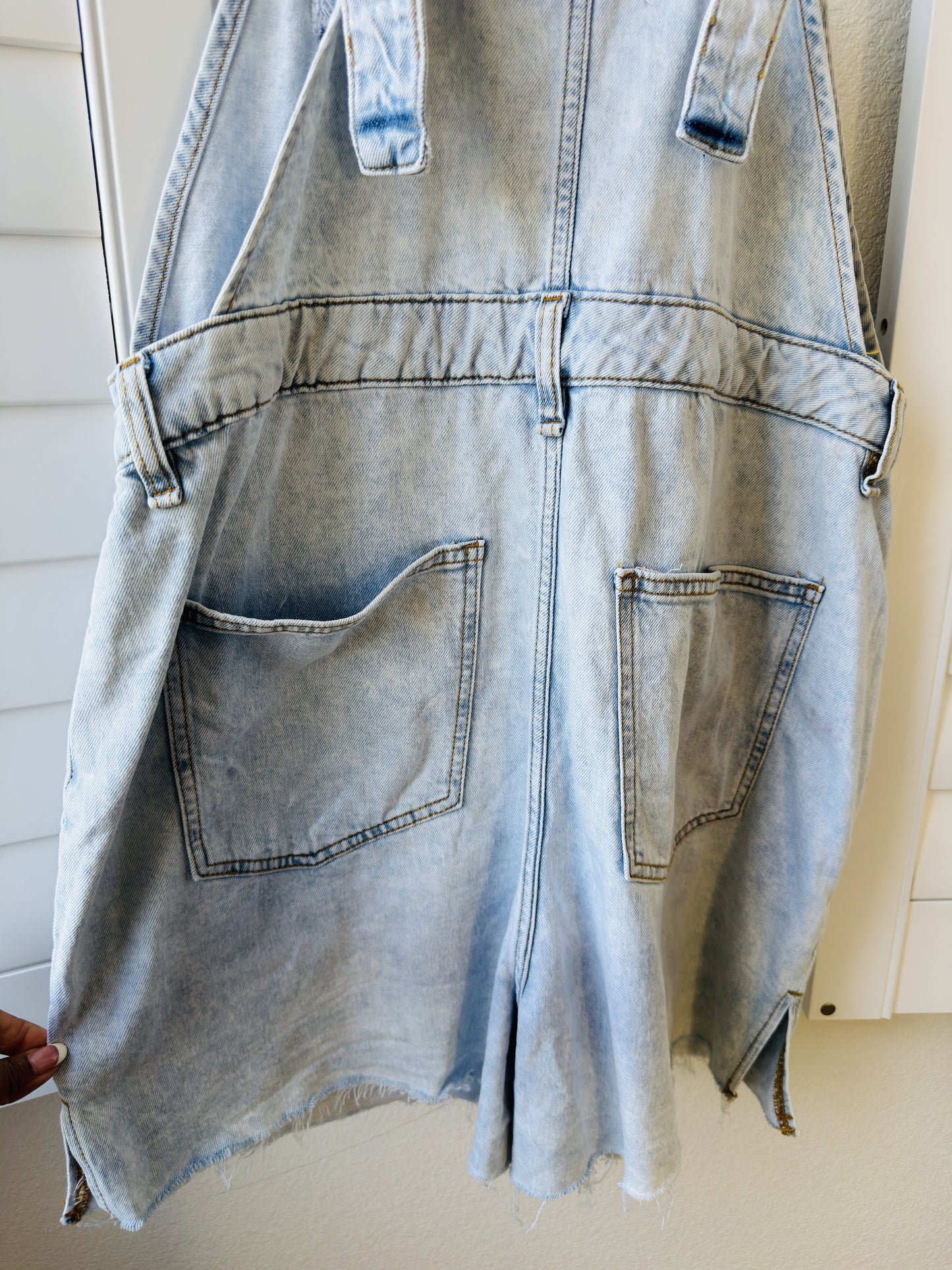 WeWoreWhat Light Wash Denim Shortalls - Size L