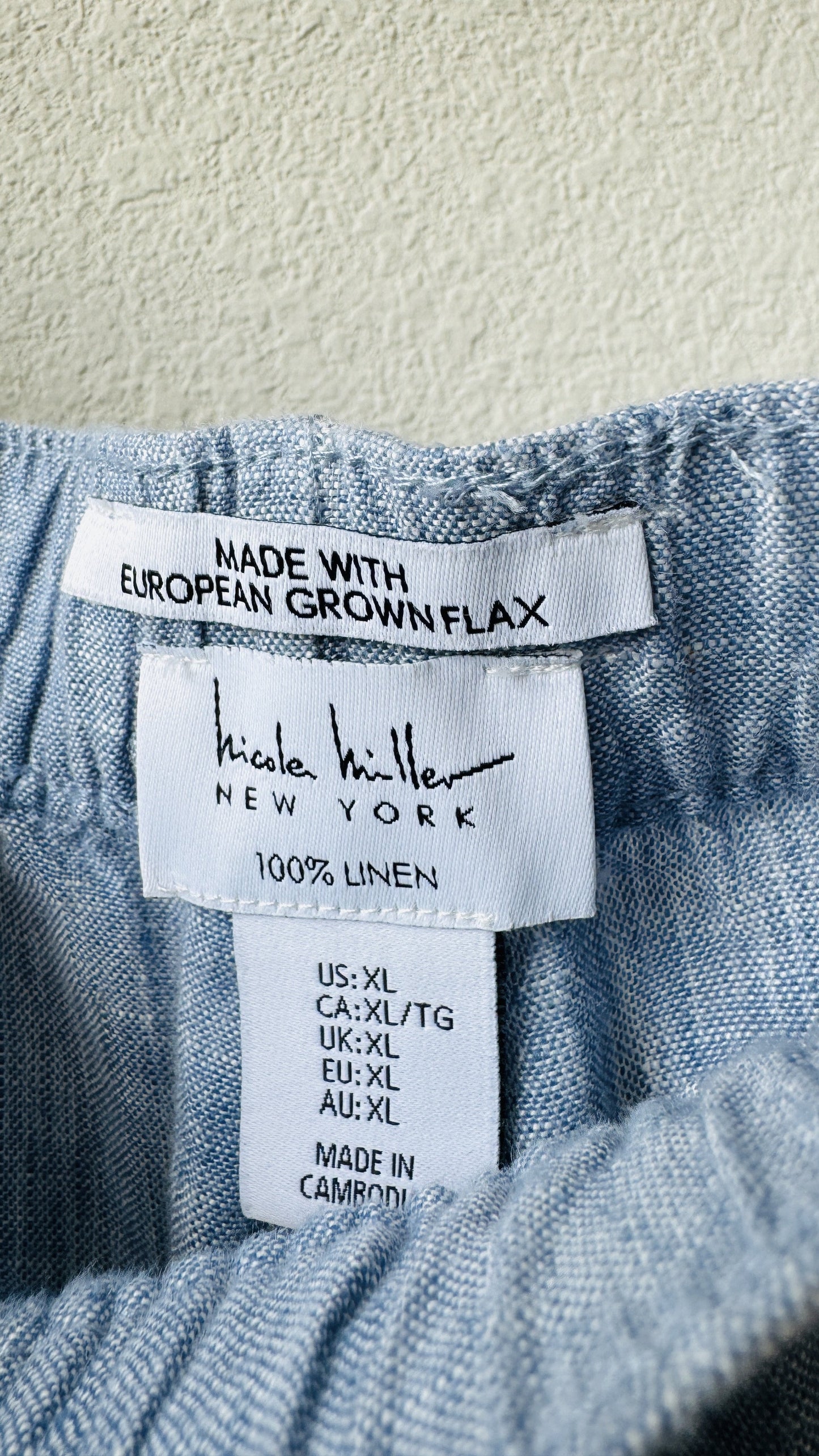 Nicole Miller New York Blue Linen Cargo Jogger Pants Size XL
