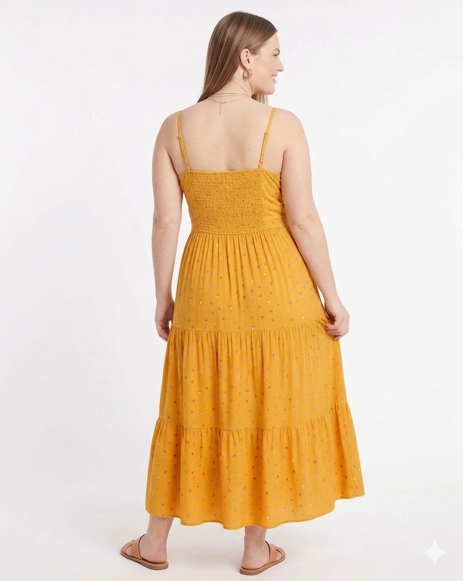 BP. Plus Size Tiered Tie-Front Maxi Dress in Yellow Floral - 3X