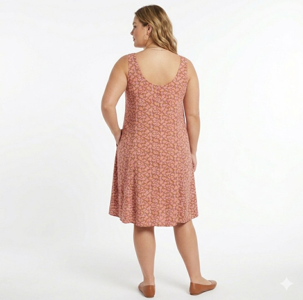 BP. Pink Floral Sleeveless Button-Front Mini Dress, Size 2X