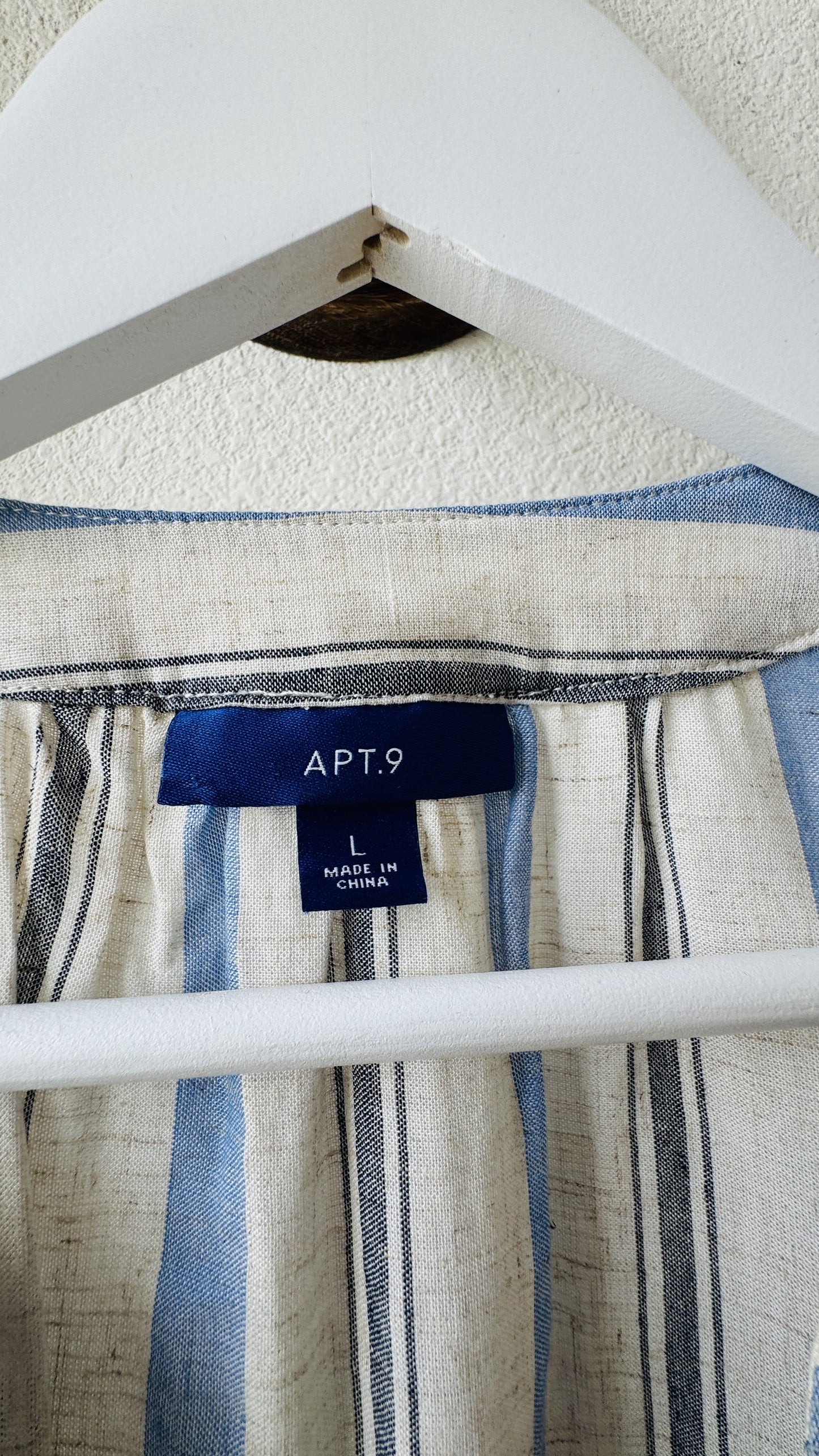 Apt. 9 Striped Rayon Linen Roll-Tab Sleeve Blouse - Size L