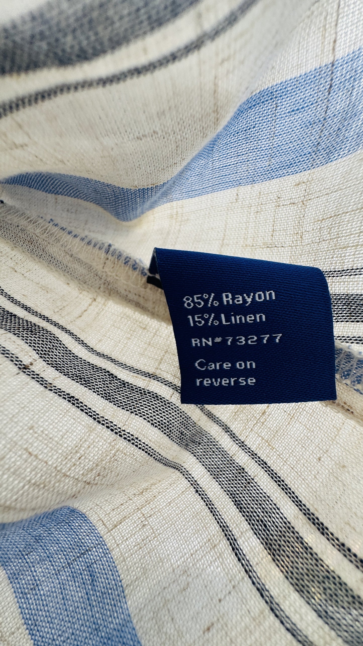 Apt. 9 Striped Rayon Linen Roll-Tab Sleeve Blouse - Size L