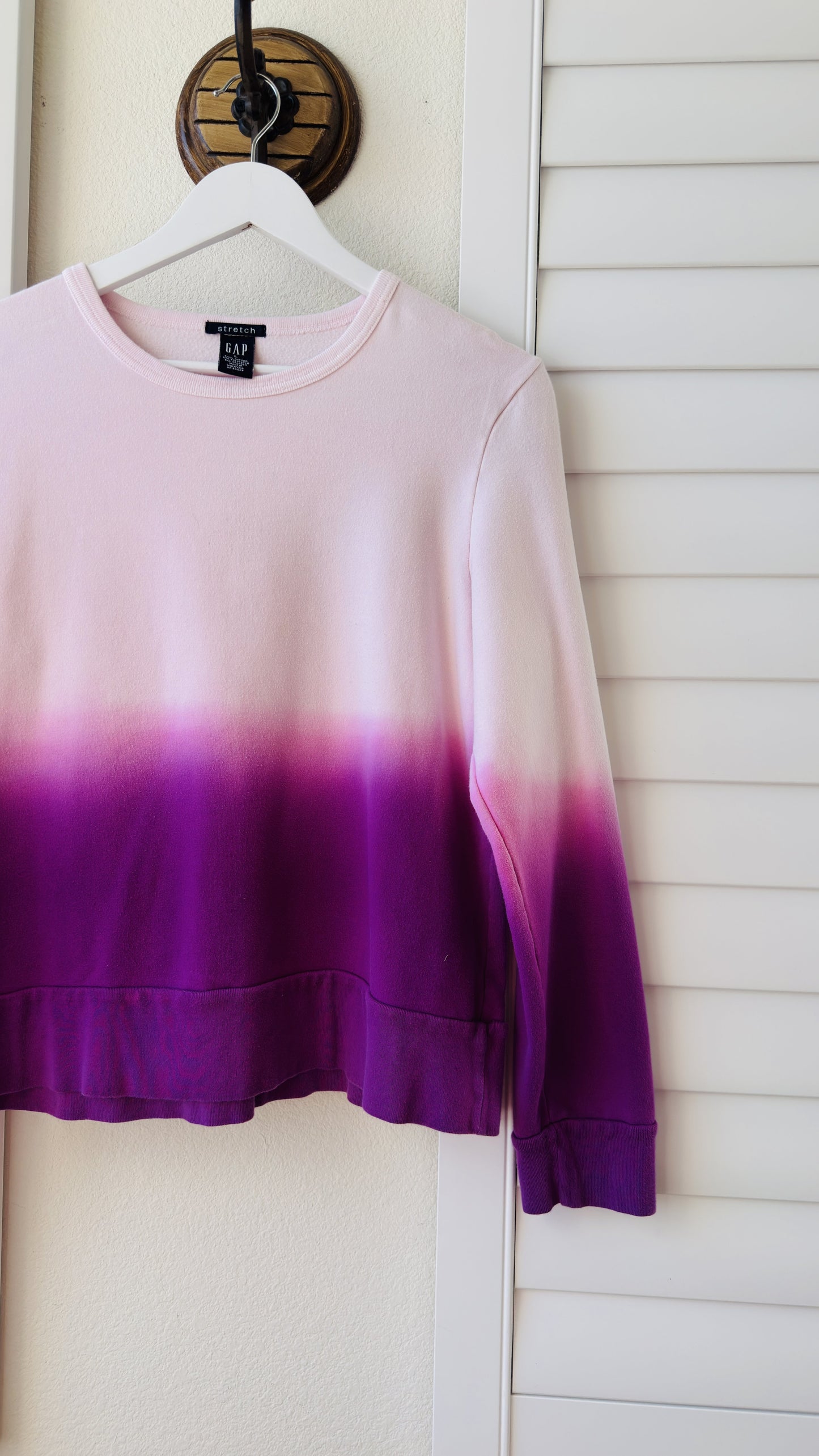 Gap Pink & Purple Ombre Dip Dye Crewneck Sweatshirt Size L