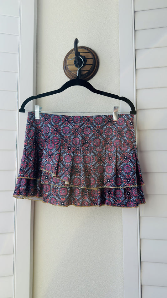 Lucky in Love Tiered Boho Mandala Tennis Skort - Size M