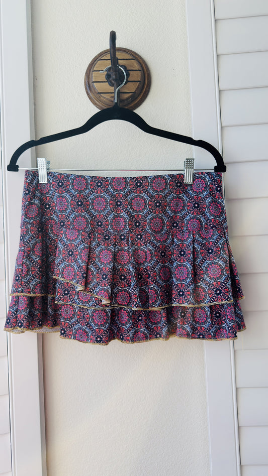 Lucky in Love Tiered Boho Mandala Tennis Skort - Size M