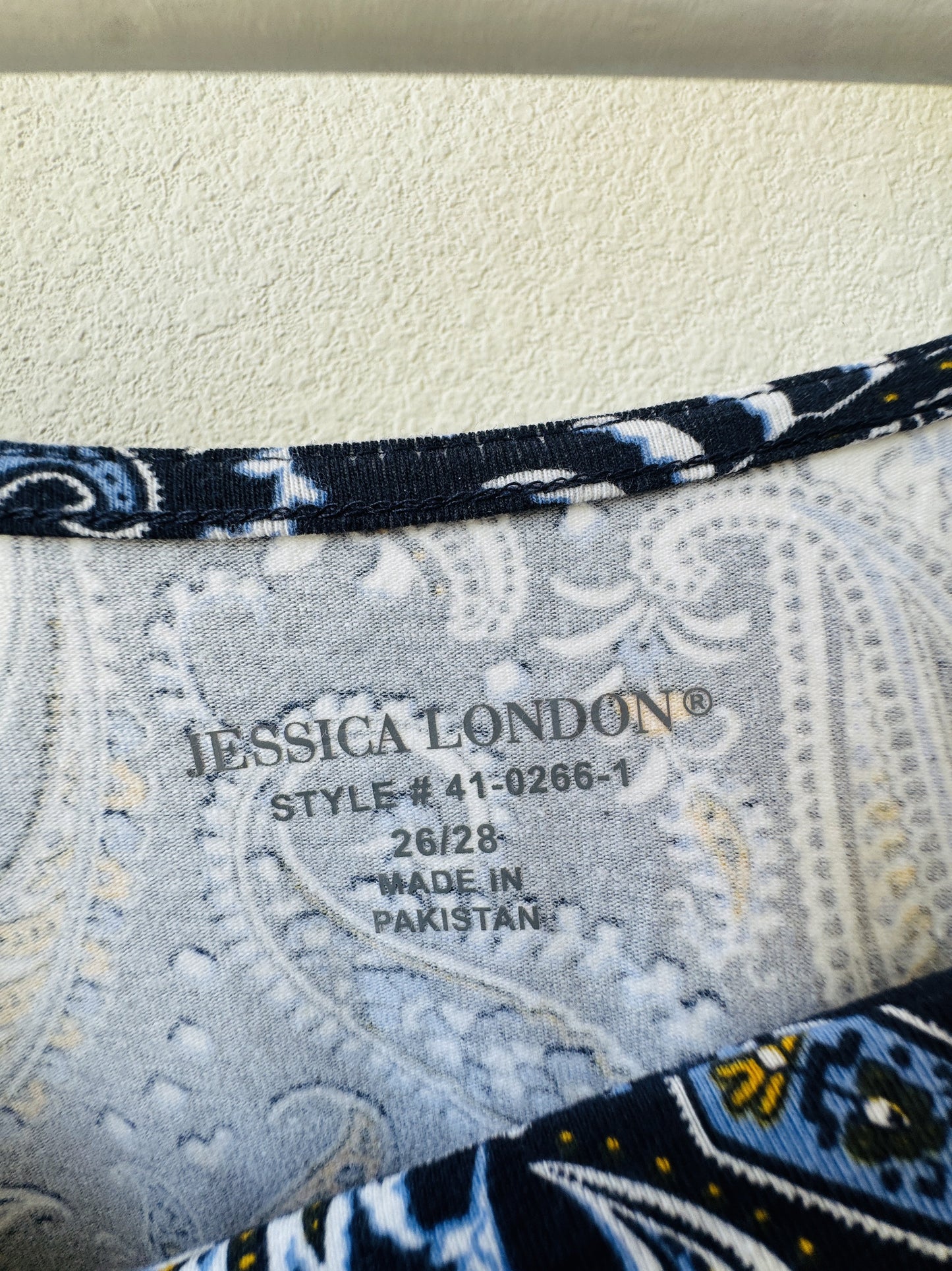 Jessica London Paisley Square Neck Short Sleeve Top - Size 26/28