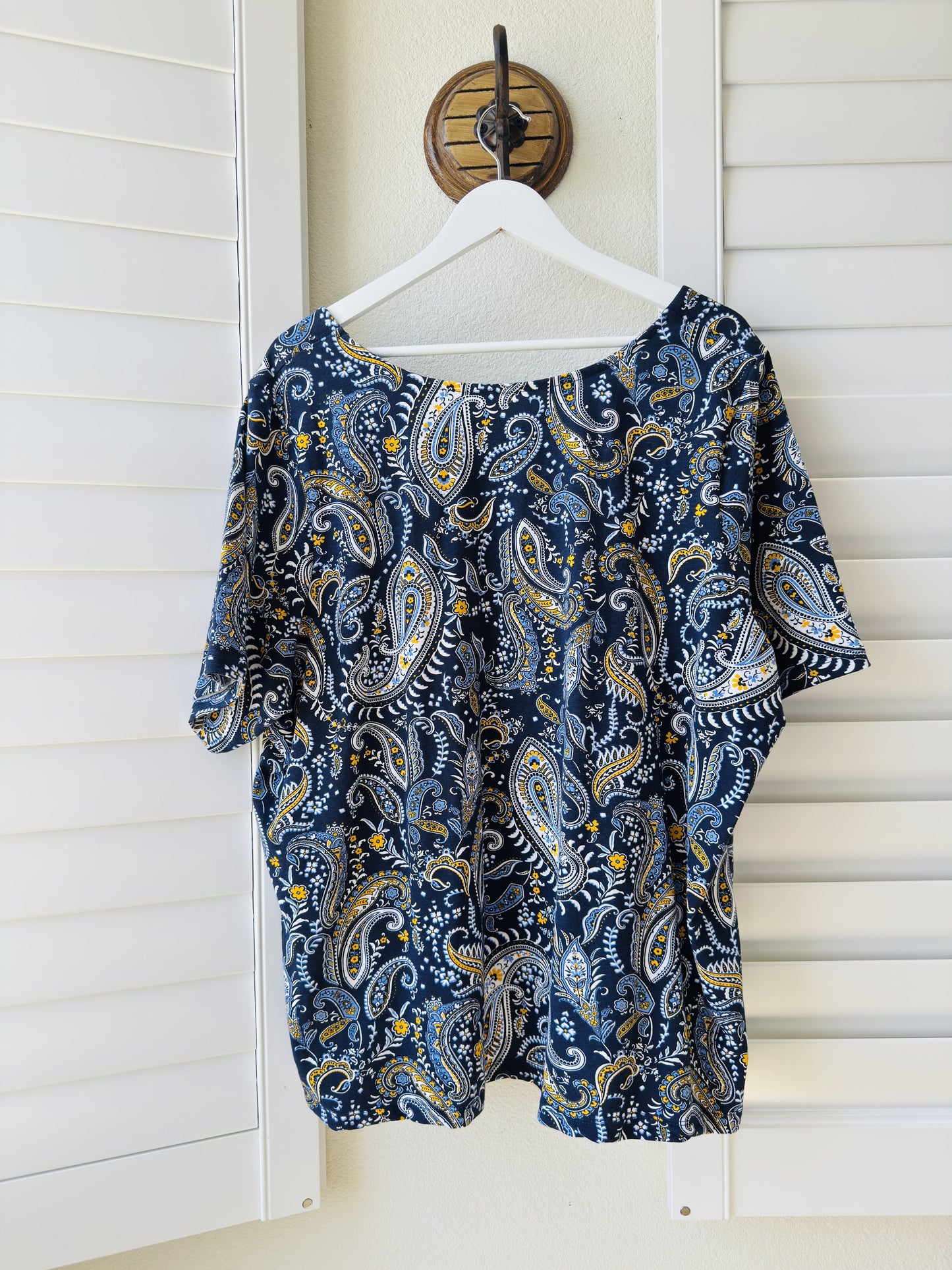 Jessica London Paisley Square Neck Short Sleeve Top - Size 26/28