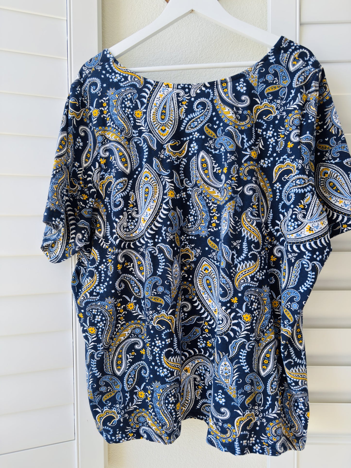Jessica London Paisley Square Neck Short Sleeve Top - Size 26/28