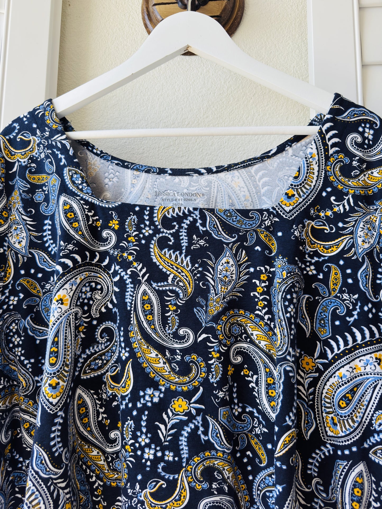 Jessica London Paisley Square Neck Short Sleeve Top - Size 26/28