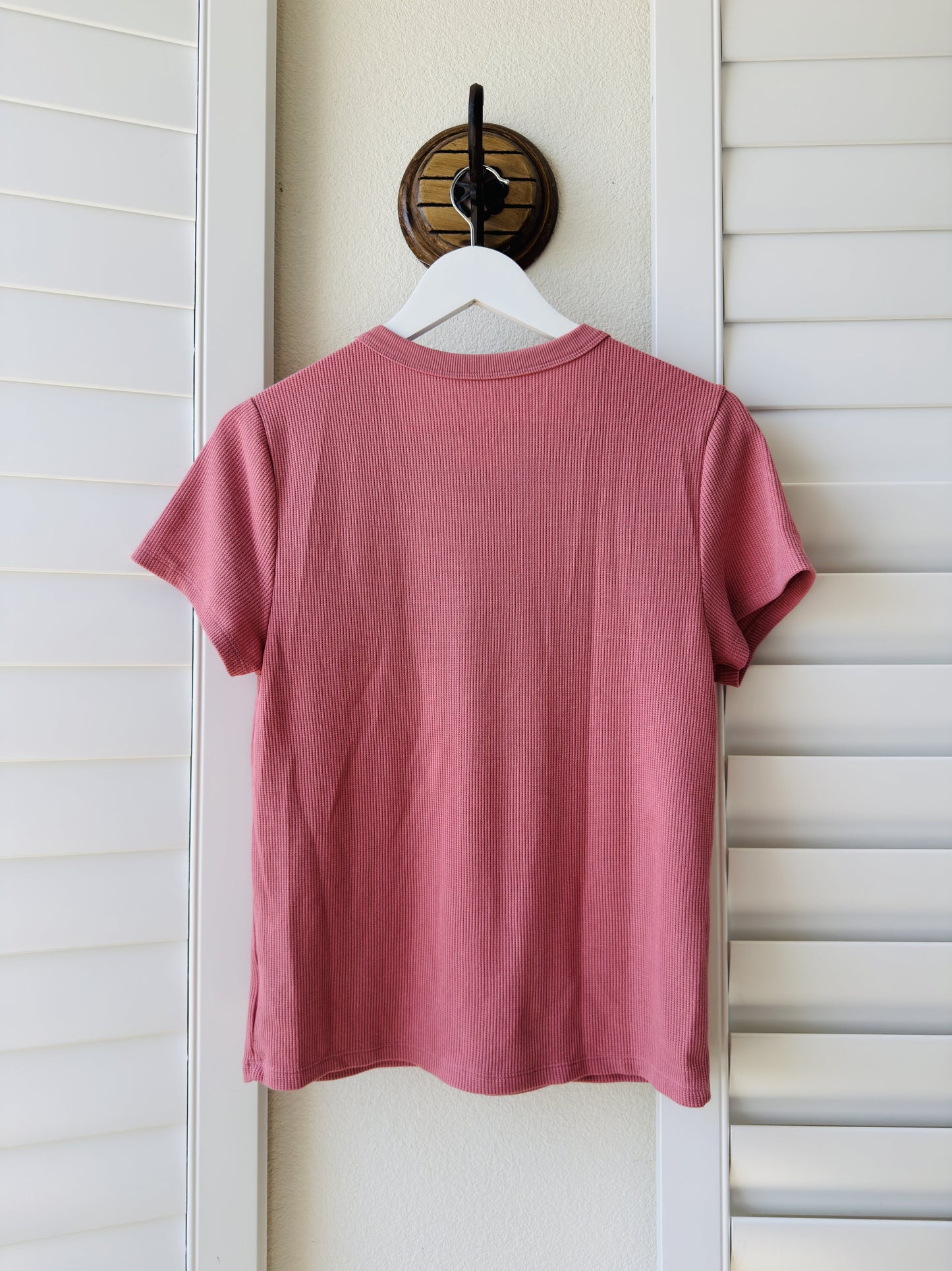 American Eagle Dusty Pink Ribbed Short Sleeve T-Shirt - Size XL