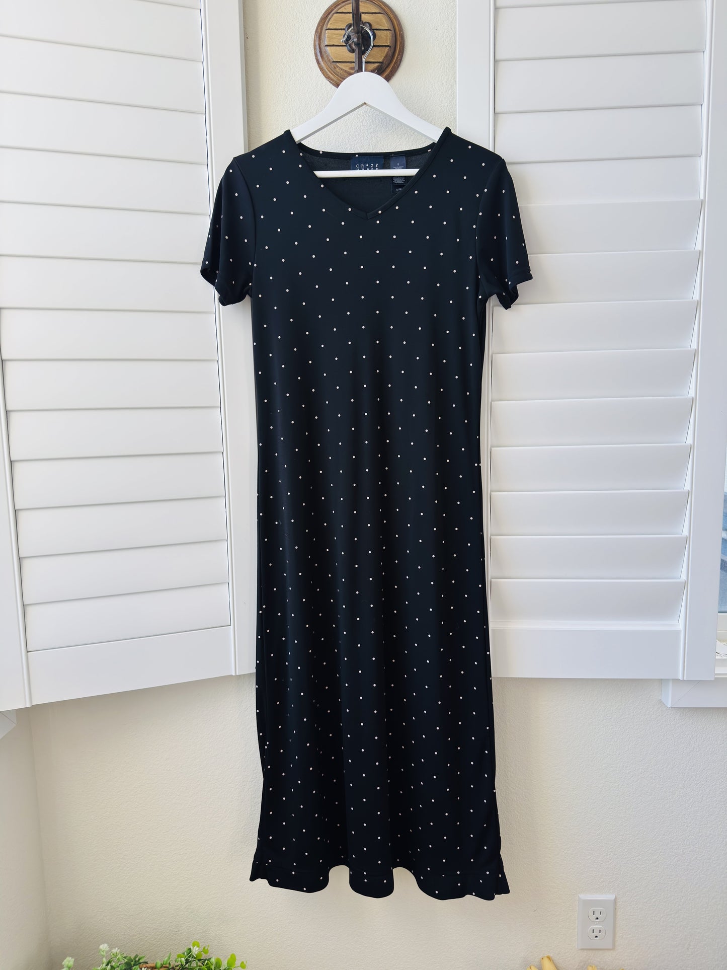 Crazy Horse Polka Dot V-Neck Maxi Dress Size S