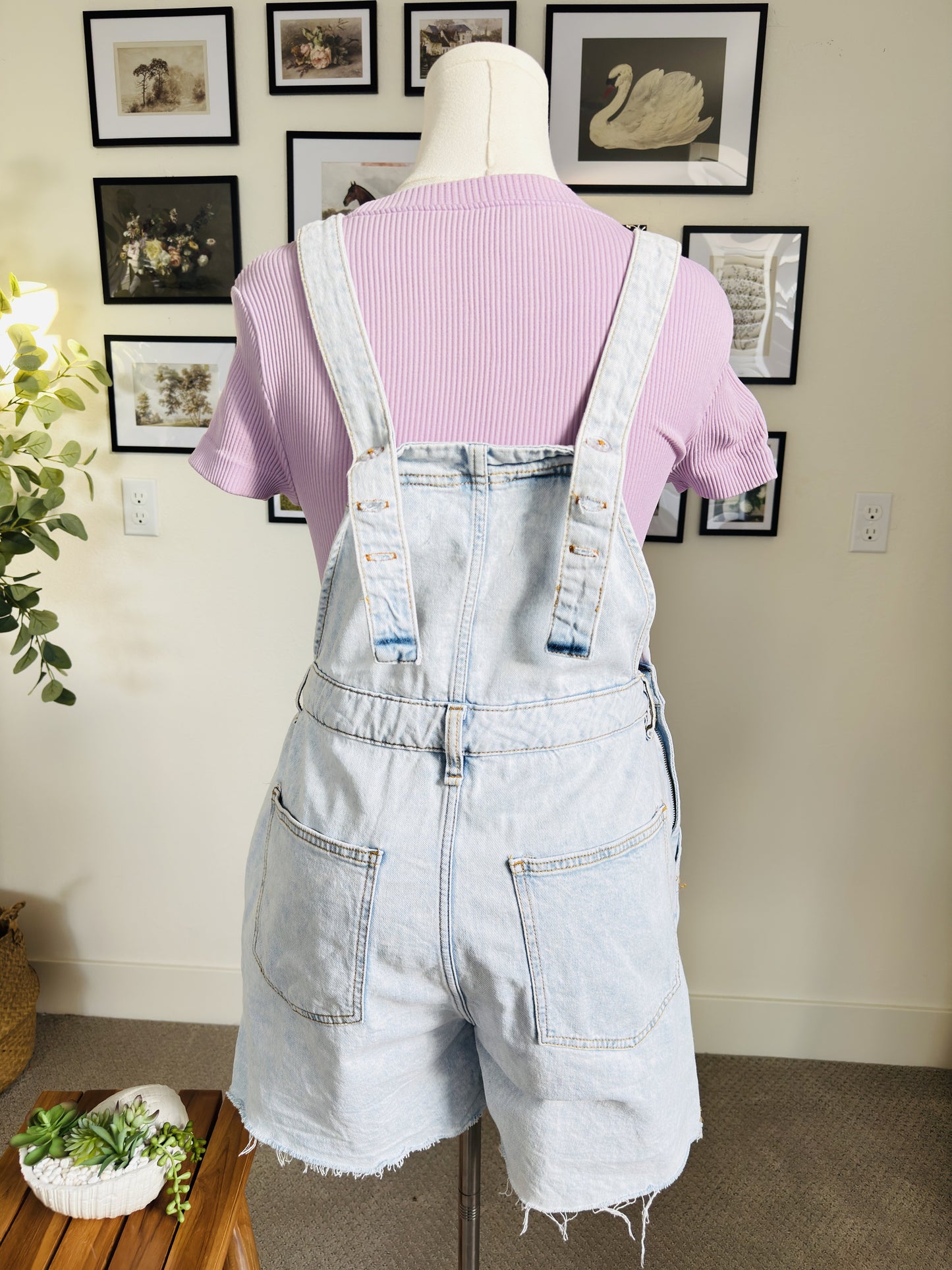 WeWoreWhat Light Wash Denim Shortalls - Size L