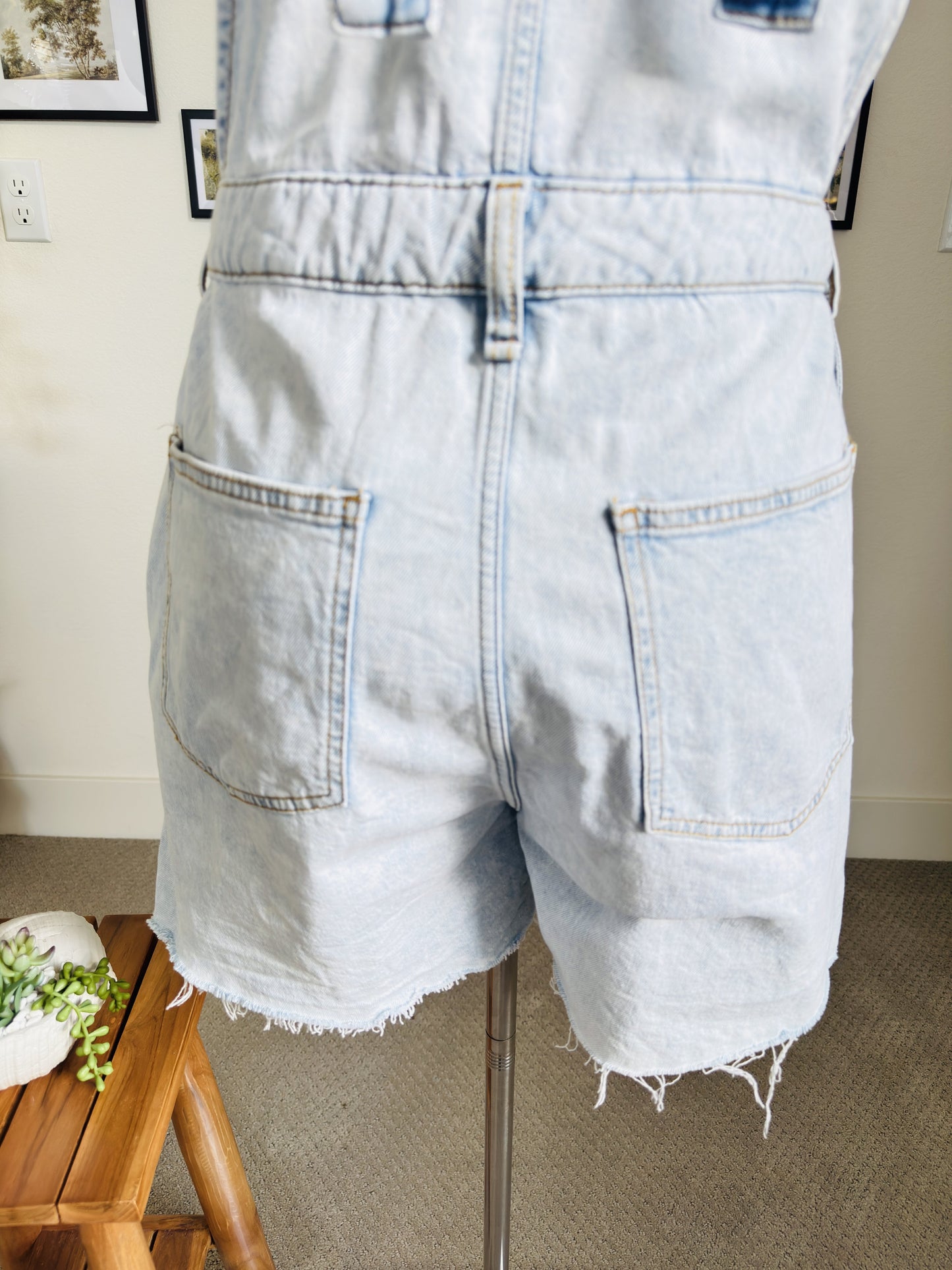 WeWoreWhat Light Wash Denim Shortalls - Size L