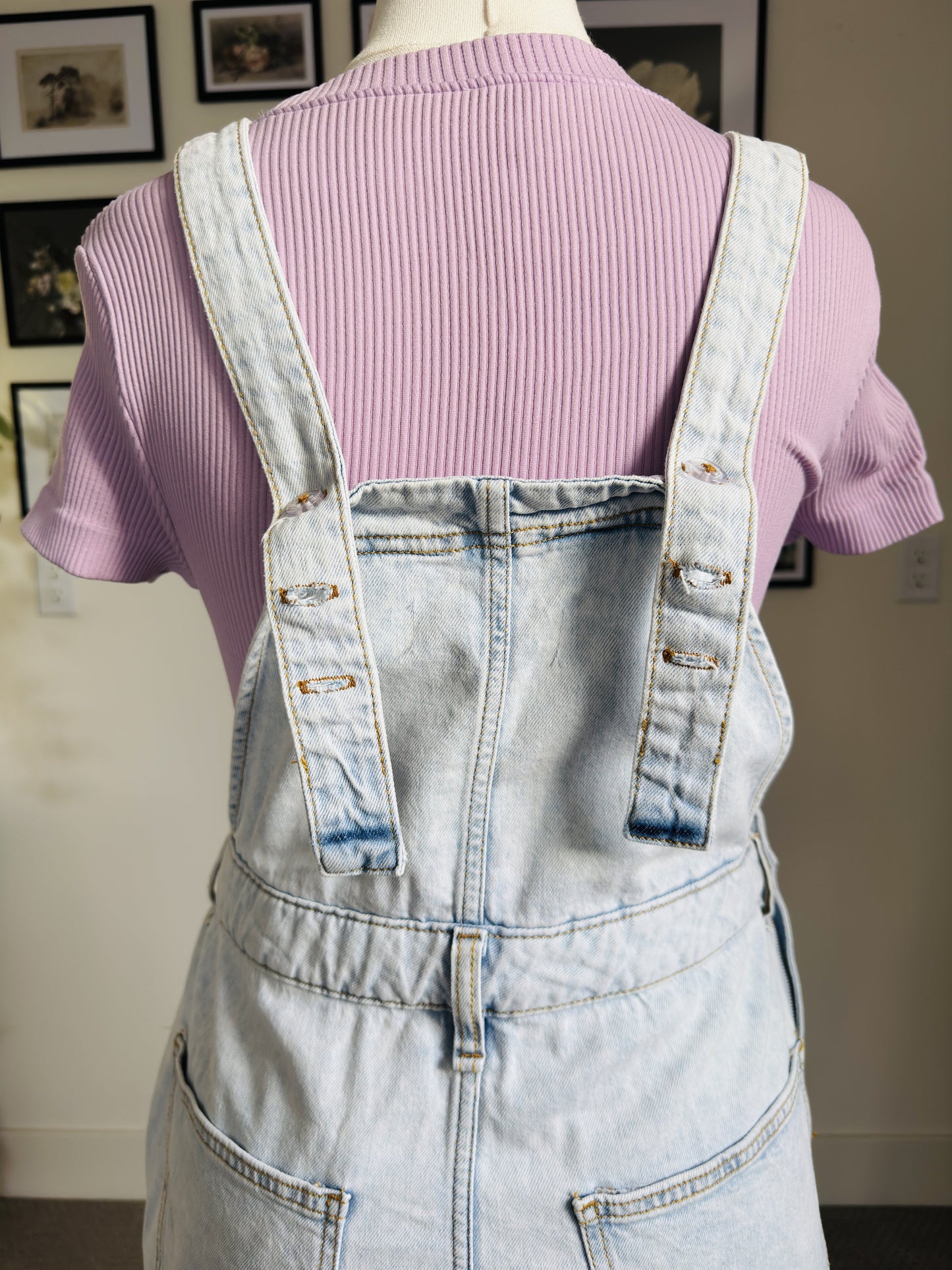 WeWoreWhat Light Wash Denim Shortalls - Size L