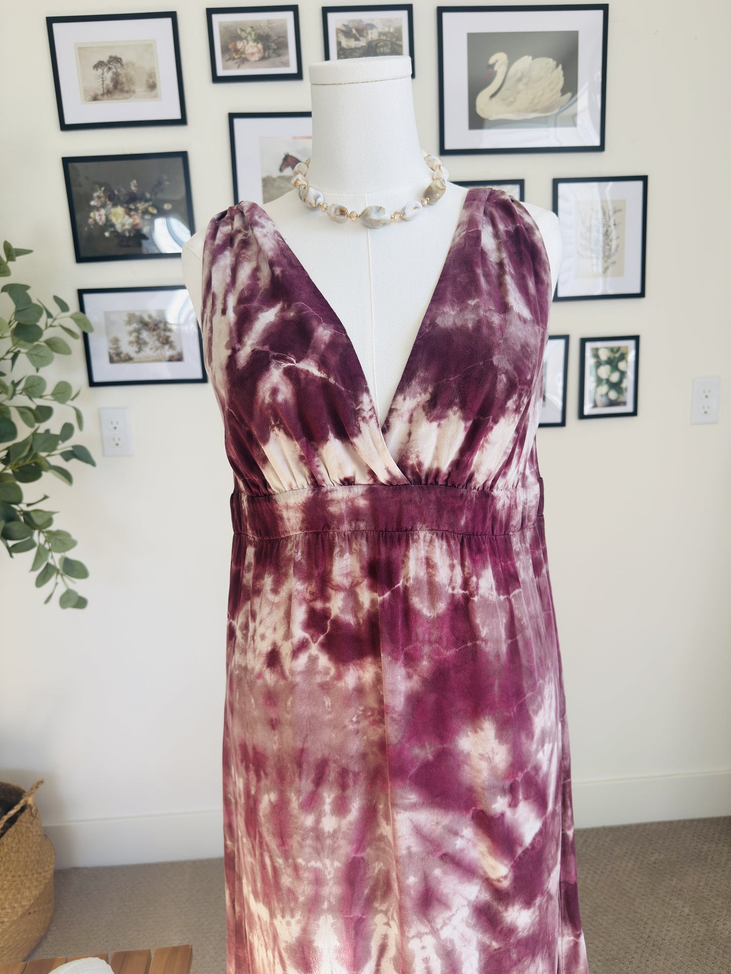 Matty M Purple Tie-Dye Low-Back Maxi Dress - Size M