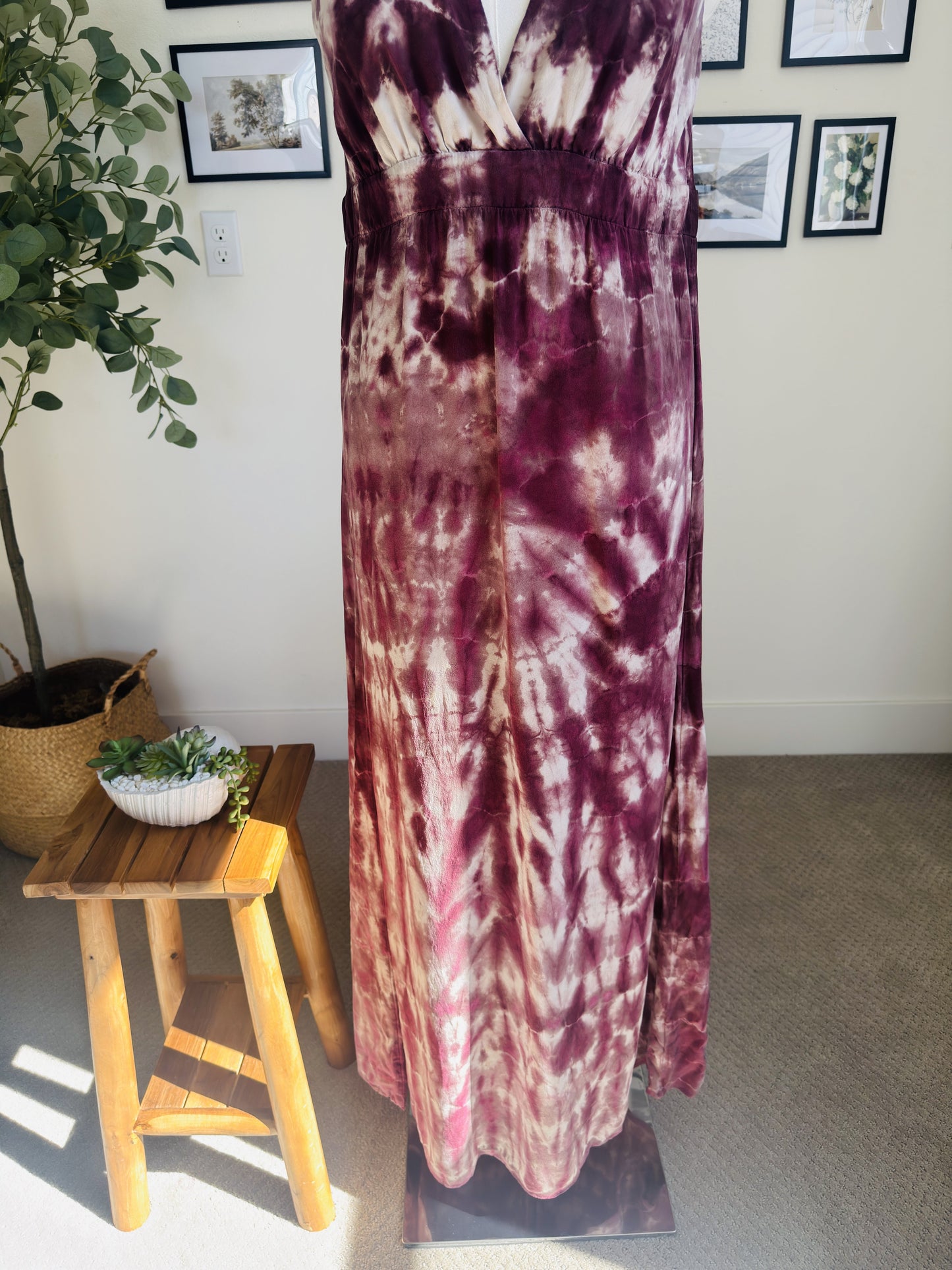 Matty M Purple Tie-Dye Low-Back Maxi Dress - Size M