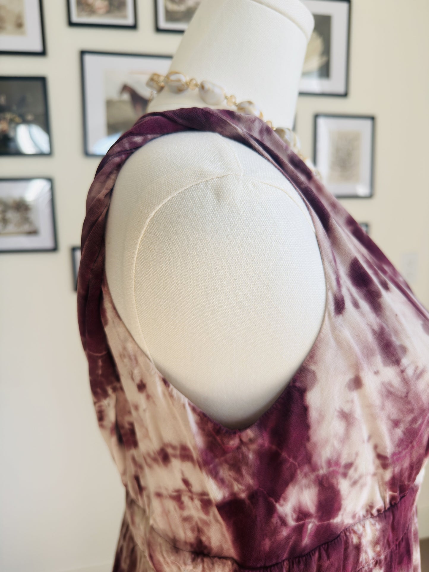 Matty M Purple Tie-Dye Low-Back Maxi Dress - Size M