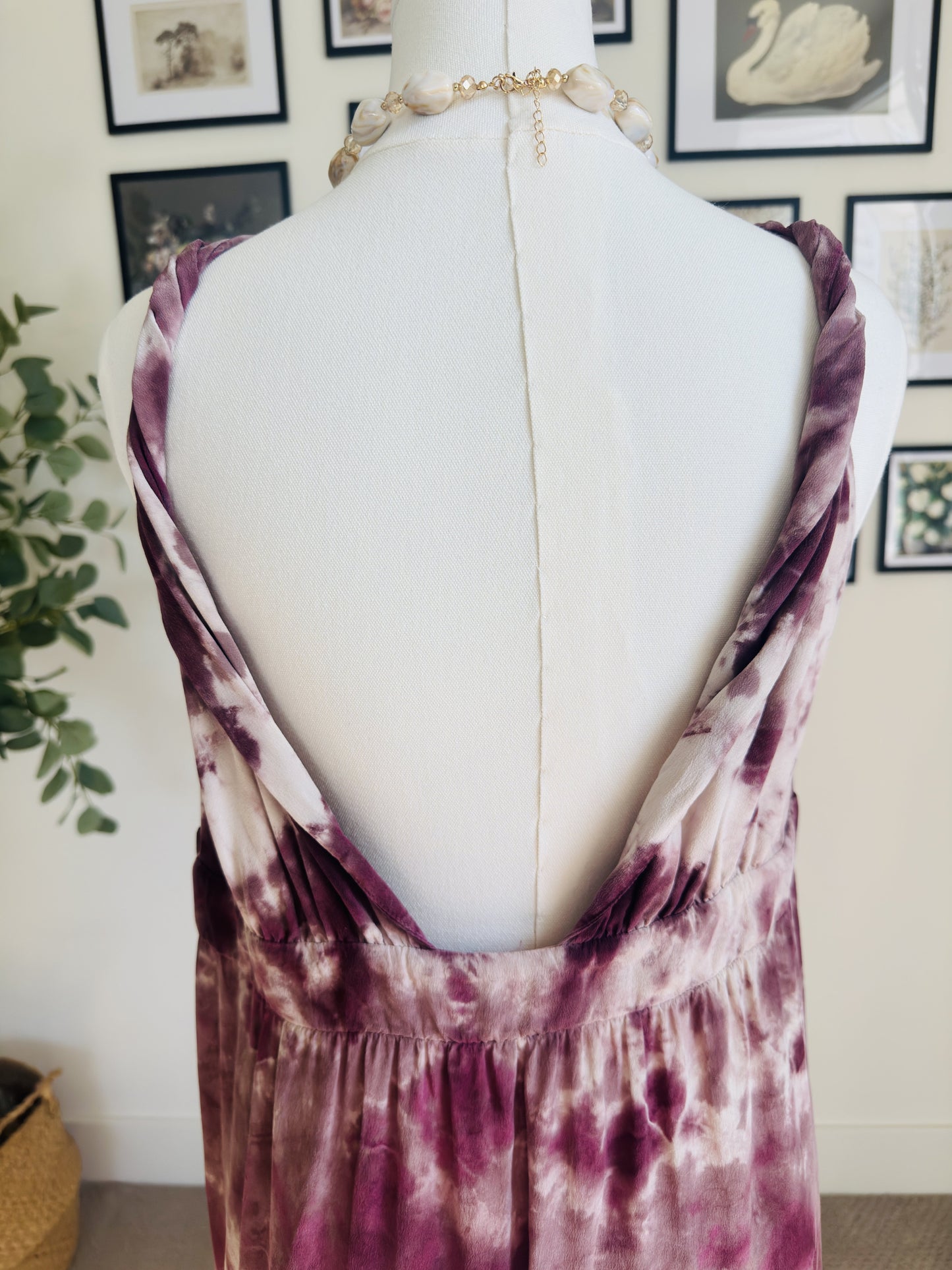 Matty M Purple Tie-Dye Low-Back Maxi Dress - Size M