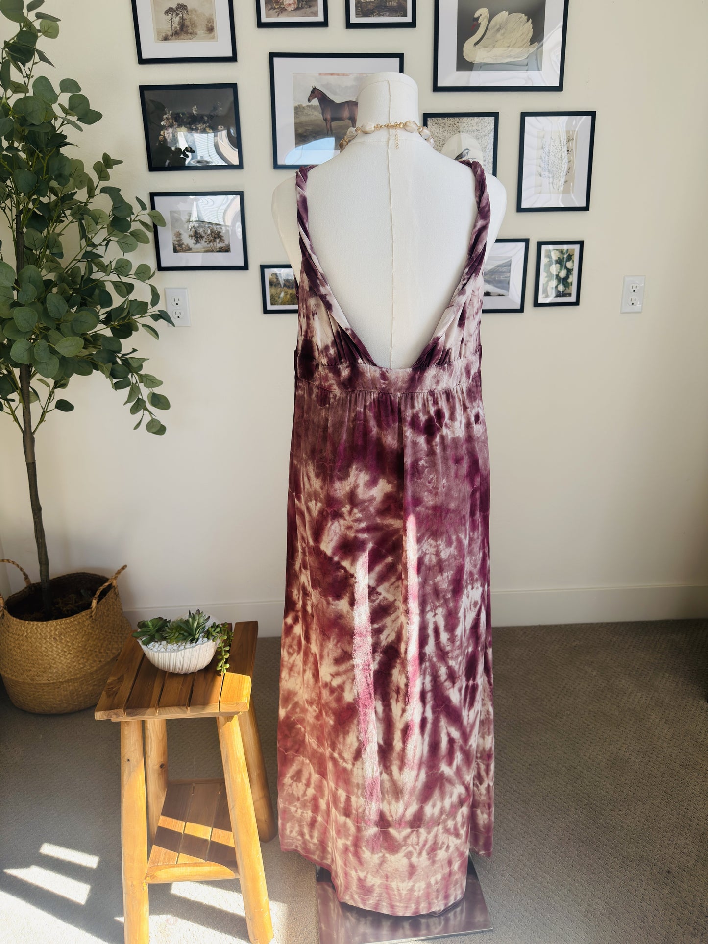 Matty M Purple Tie-Dye Low-Back Maxi Dress - Size M