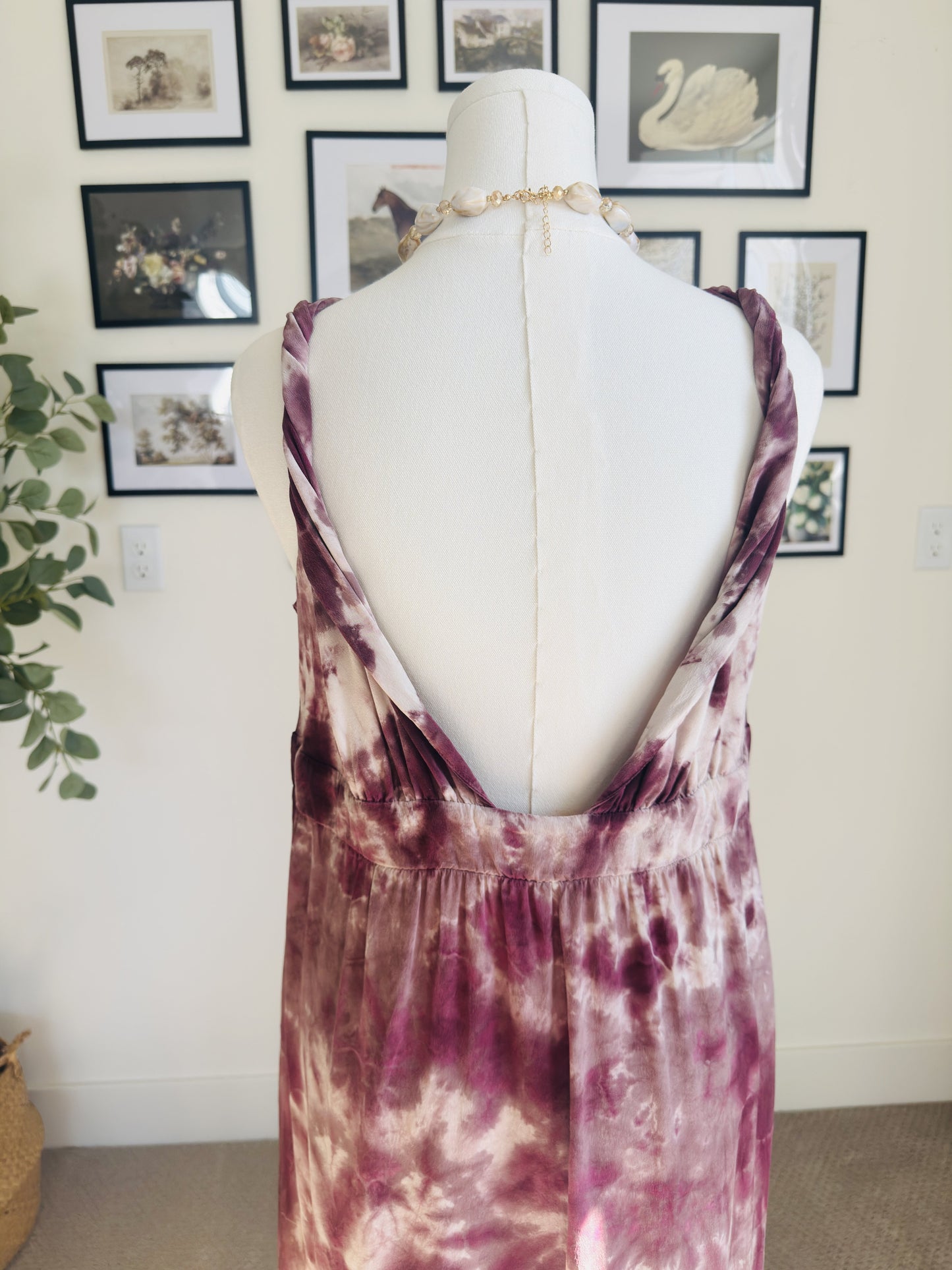 Matty M Purple Tie-Dye Low-Back Maxi Dress - Size M