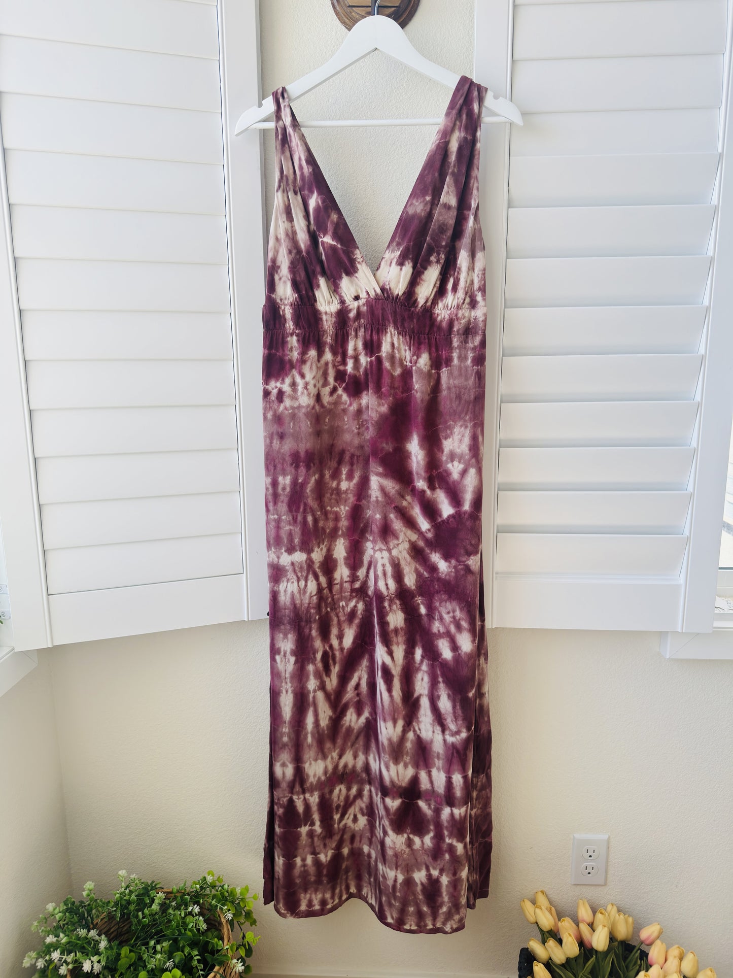 Matty M Purple Tie-Dye Low-Back Maxi Dress - Size M