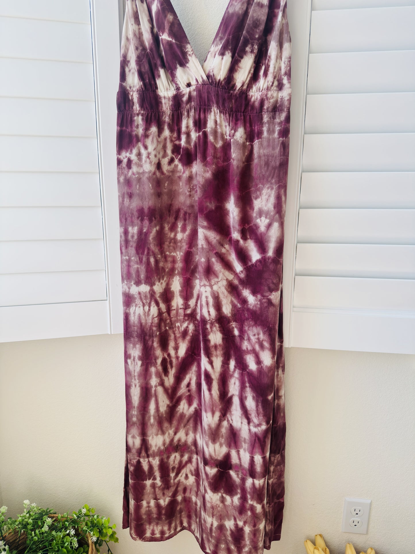 Matty M Purple Tie-Dye Low-Back Maxi Dress - Size M