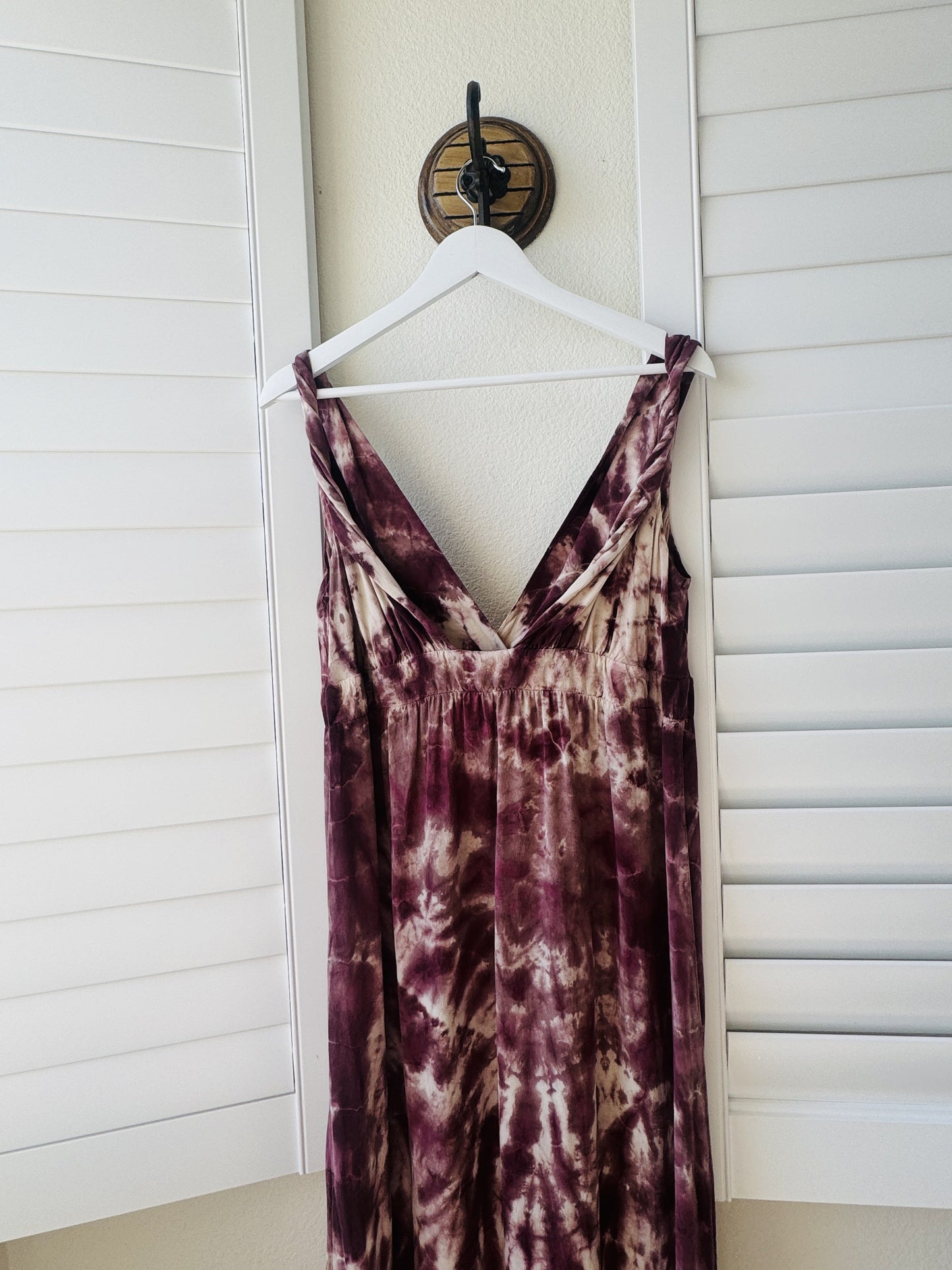 Matty M Purple Tie-Dye Low-Back Maxi Dress - Size M