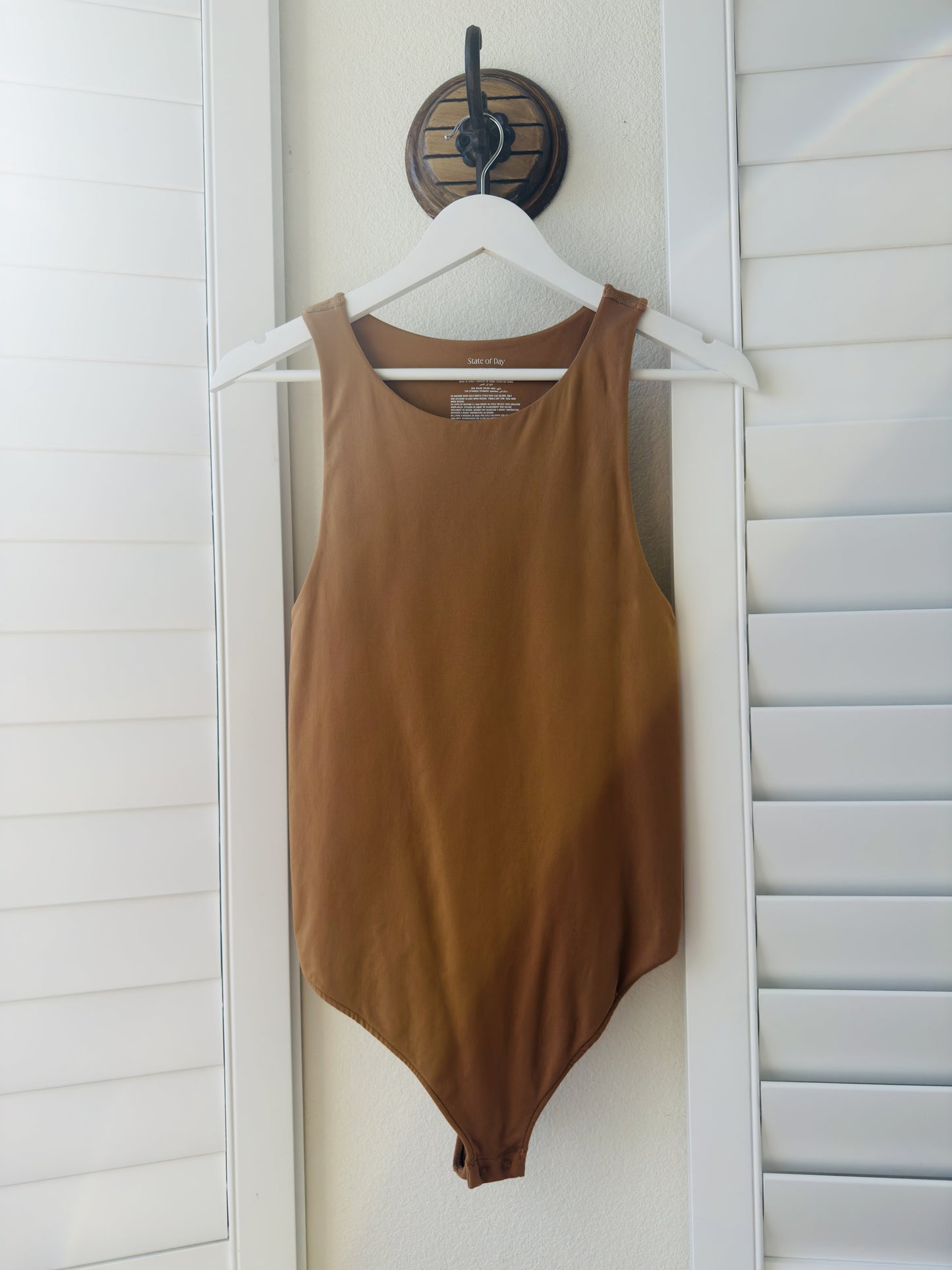 State of Day Intimates Seamless High Neck Bodysuit in Camel - Size M